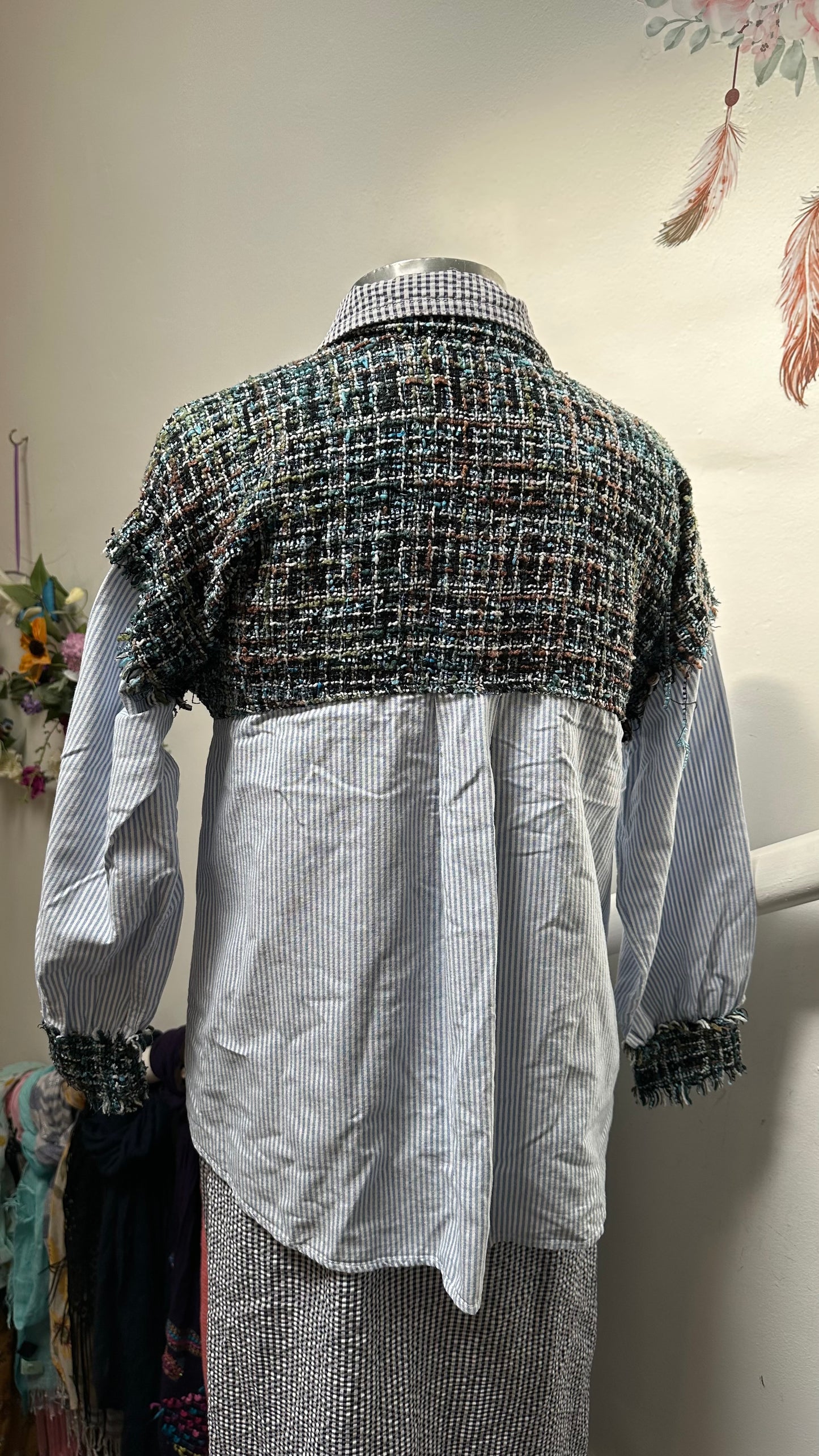 Zara blouse with Fringed Woven Detail Size M