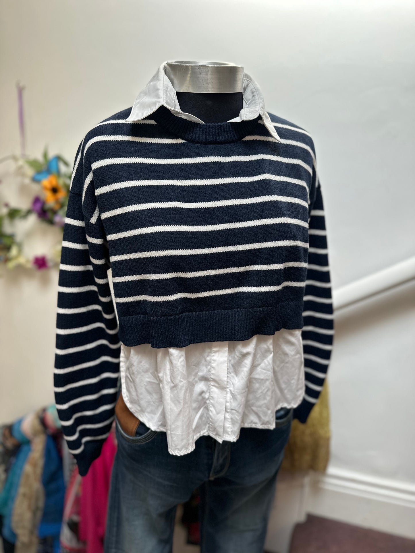 Primark Sweater with faux Blouse Size S
