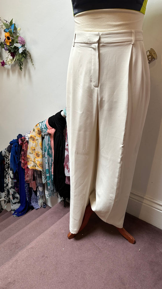 F&F Cream Tailored Trousers Size 16