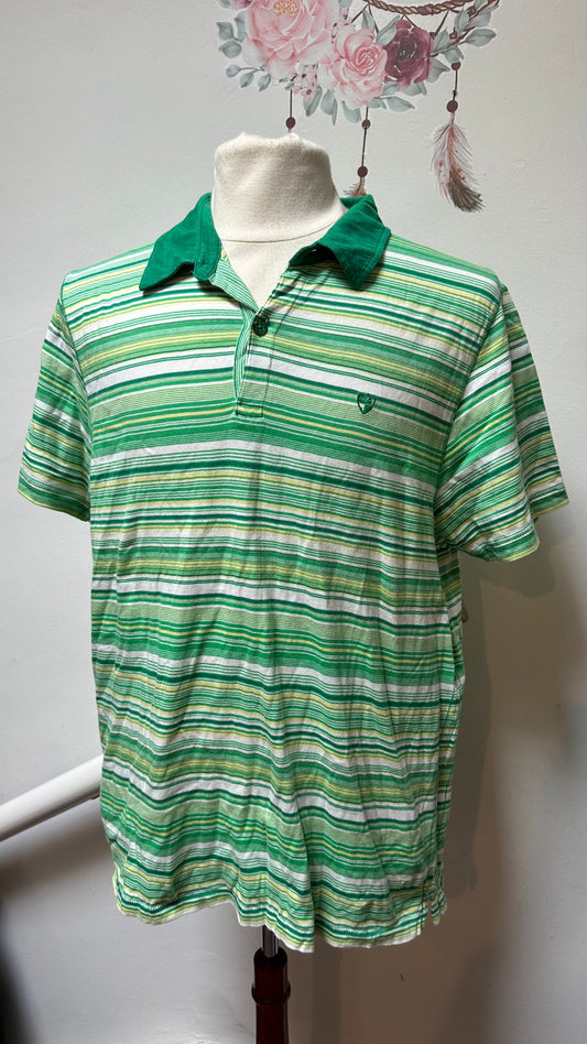 Easy Green Striped Polo Shirt 100% Cotton Size XXL