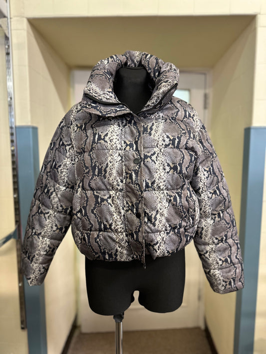 Primark Snake Skin Print Puffer Jacket, Size S