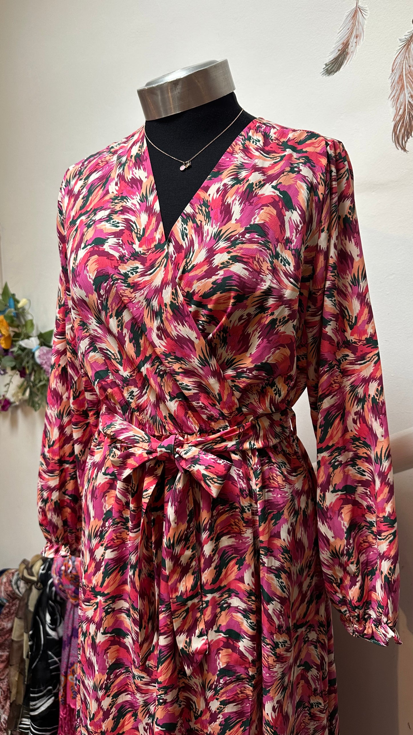 Emi-Jo Pink Belted Maxi Dress Size S