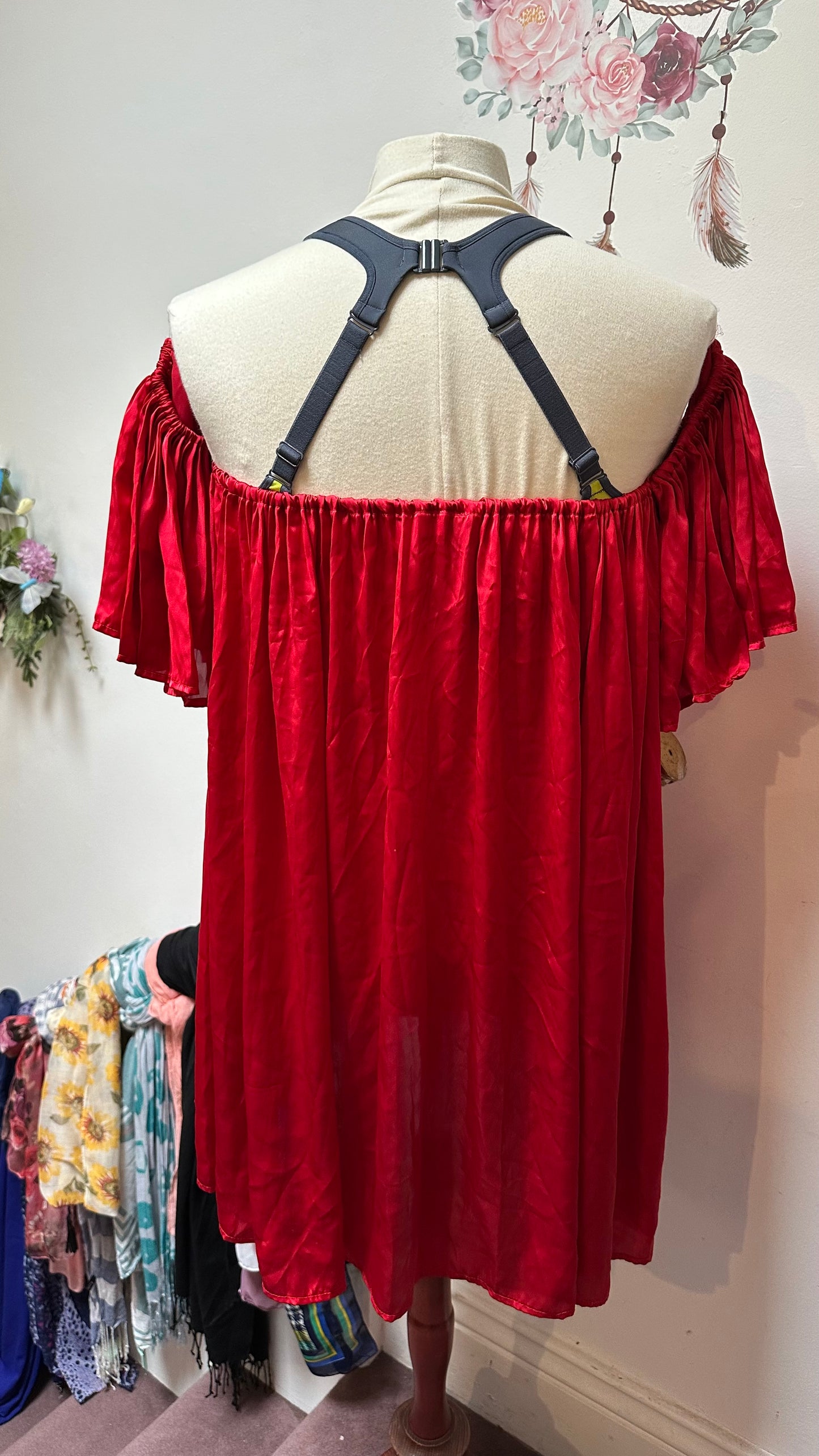 Red Satin Top Best Fit Size XXL