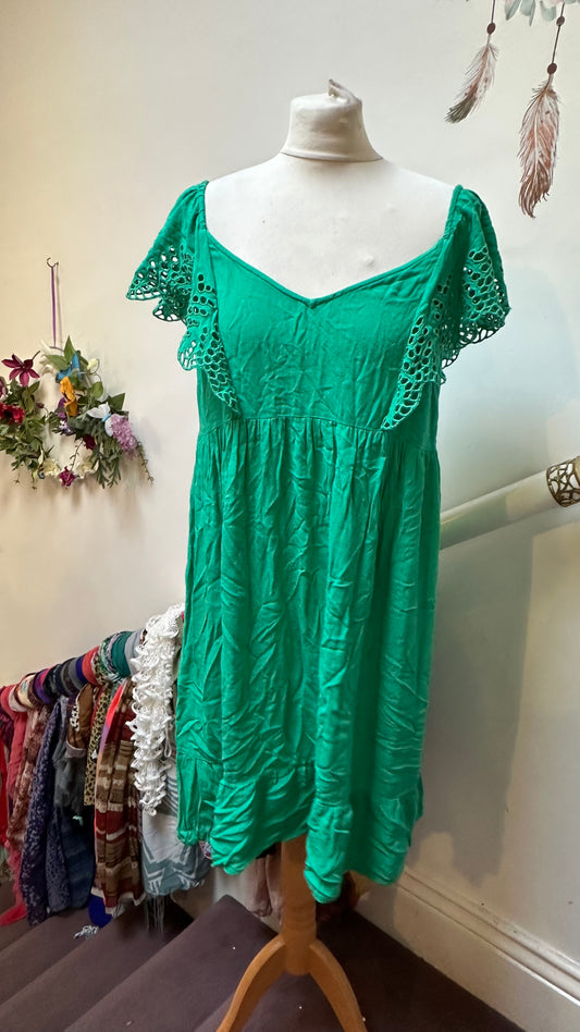 Promod Viscose Green Dress Size 10 but big fitting