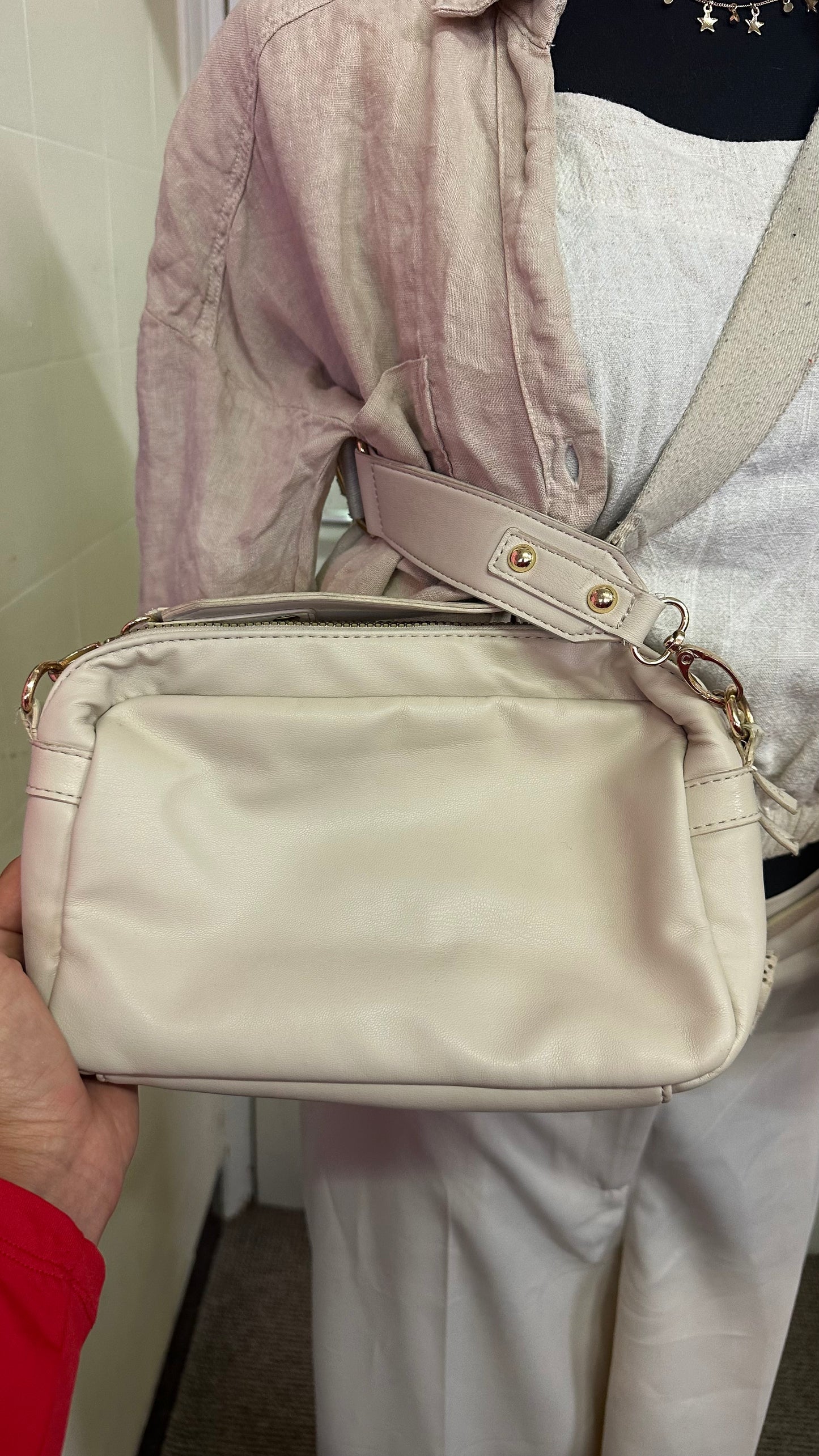 Cream Quilted Crossbody