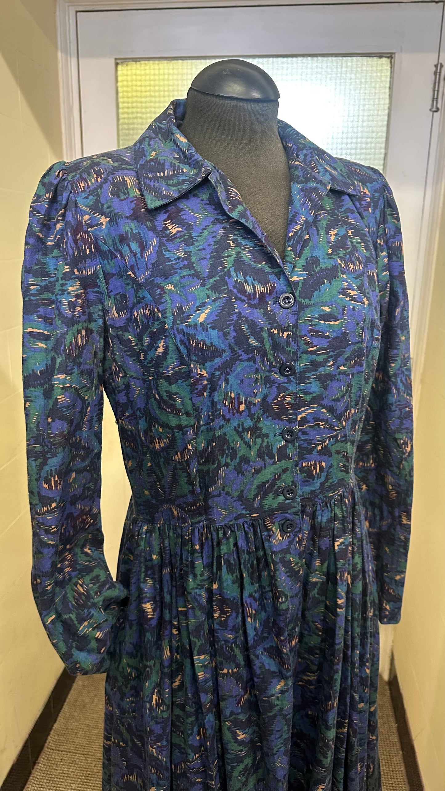 Rare Find Vintage Laura Ashley Cotton Dress with Pockets & Shoulder Pads Best Fit Size 10 (missing 4 buttons) Approx. 4 inches in the hem so could easily be let down. Pictures don’t do it justice! €50 or best offer