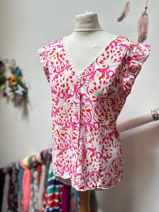 Floral Top Cotton Lined Best fit Size 14/16