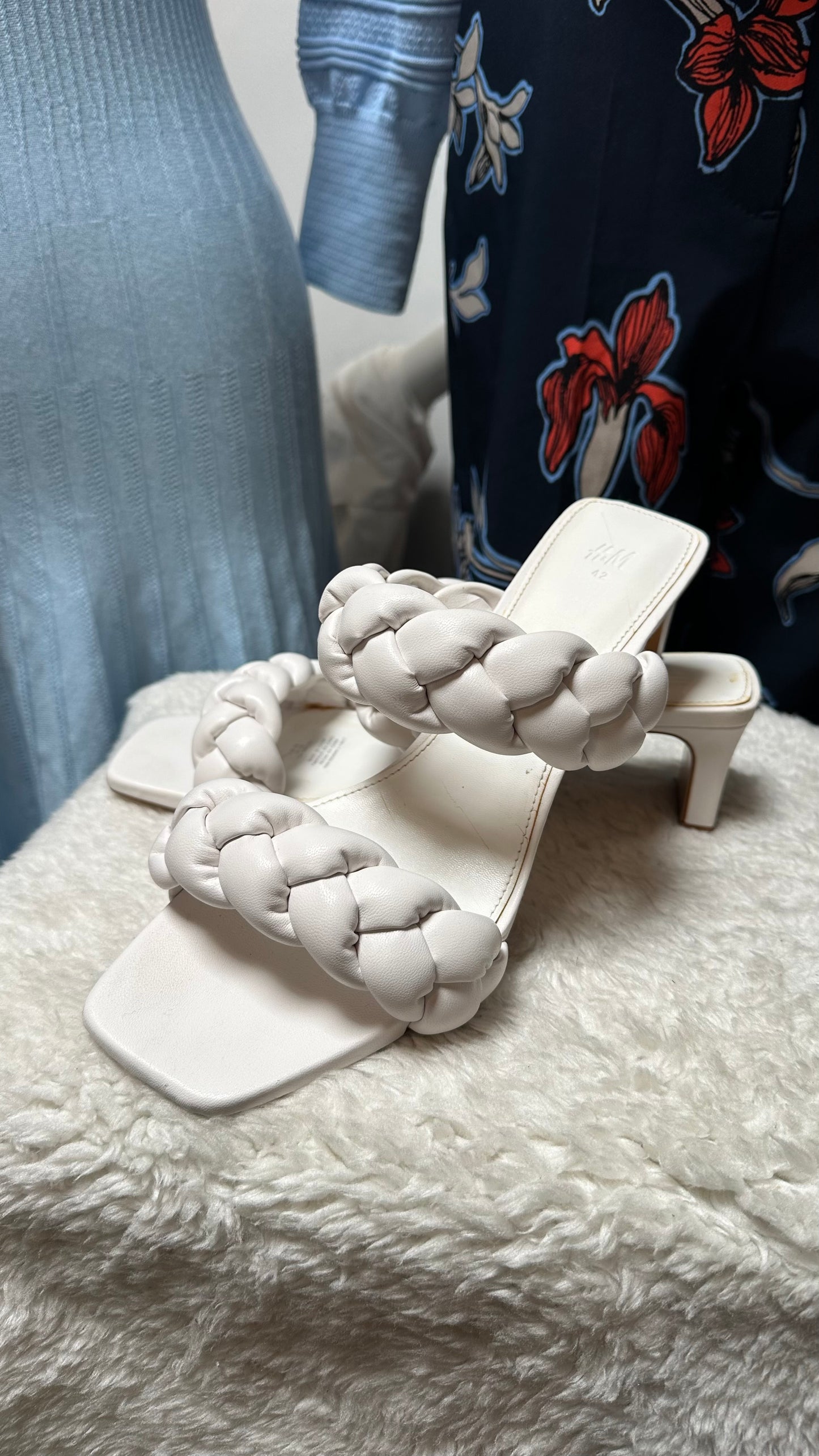 H&M White Braided Mules Size 7.5 (EU 42)