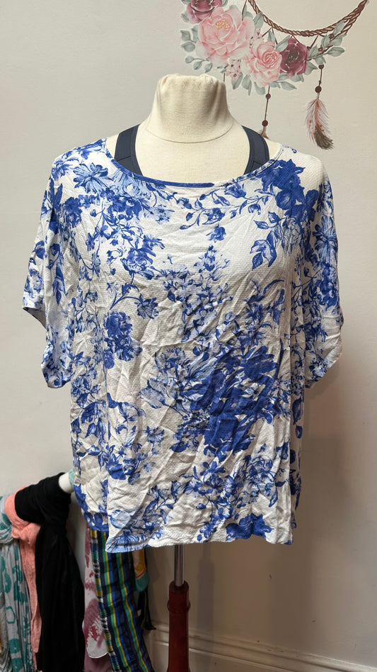 M&S Blue Floral Top Size 24