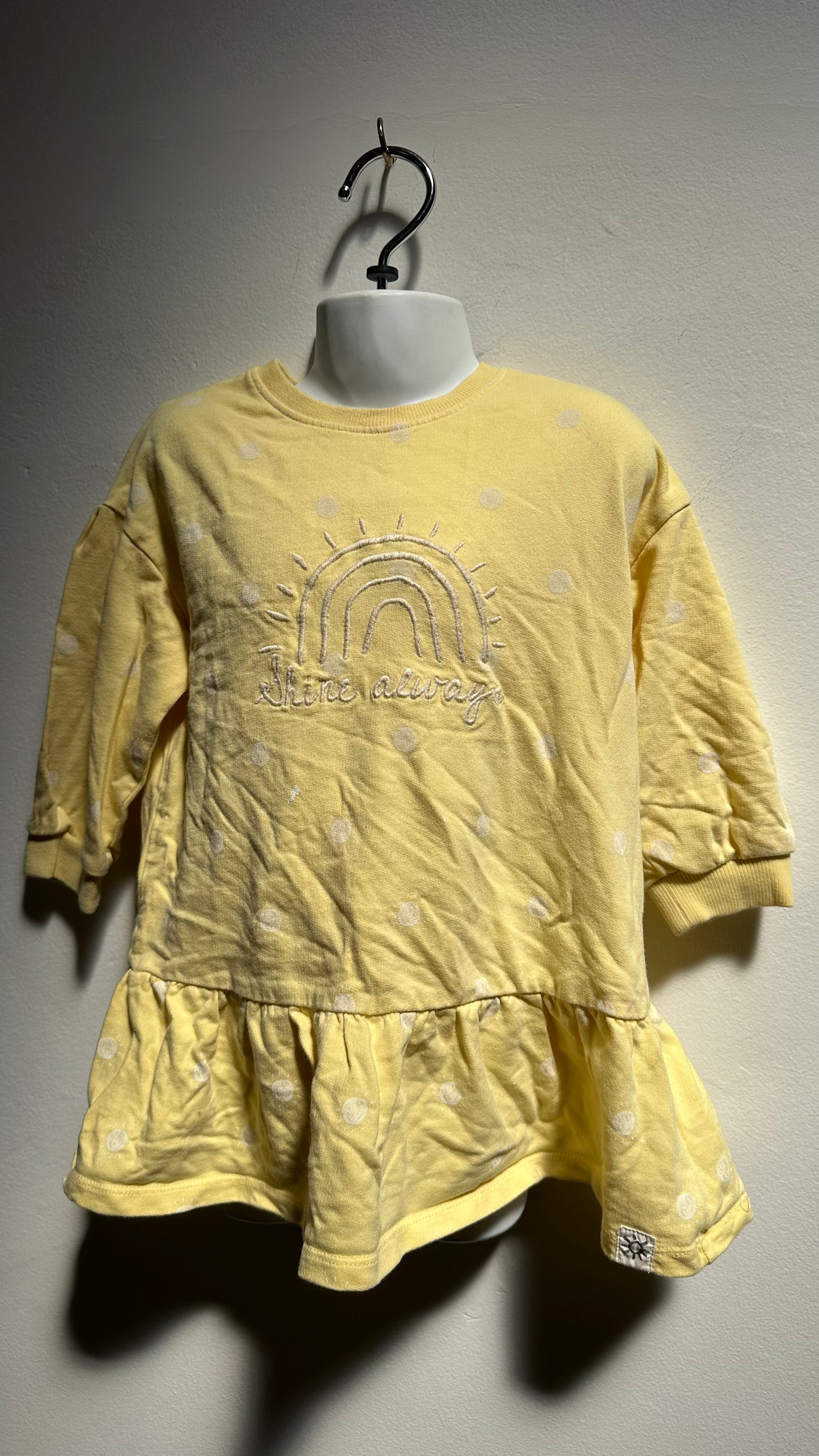 Next Yellow Sweater Dress Age 2-3 100% Organic Cotton