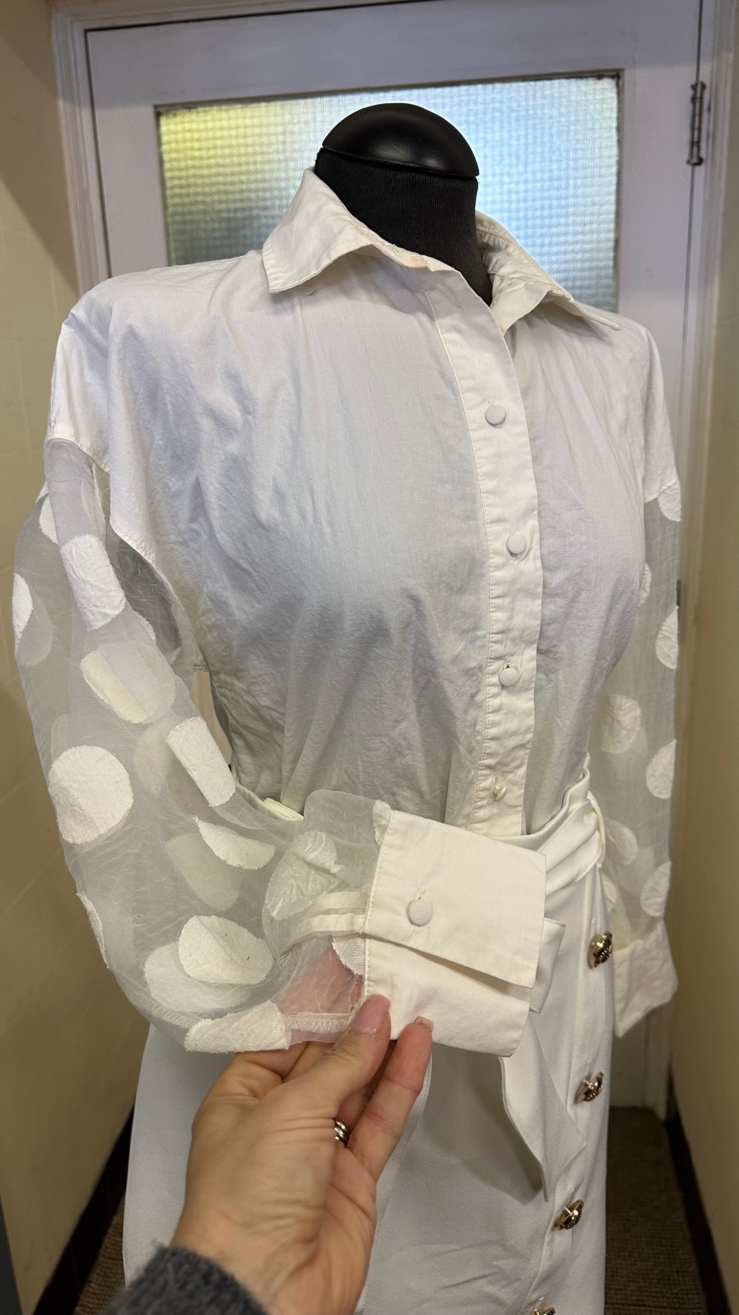 Zara Polkadot Sleeve Blouse Size XS