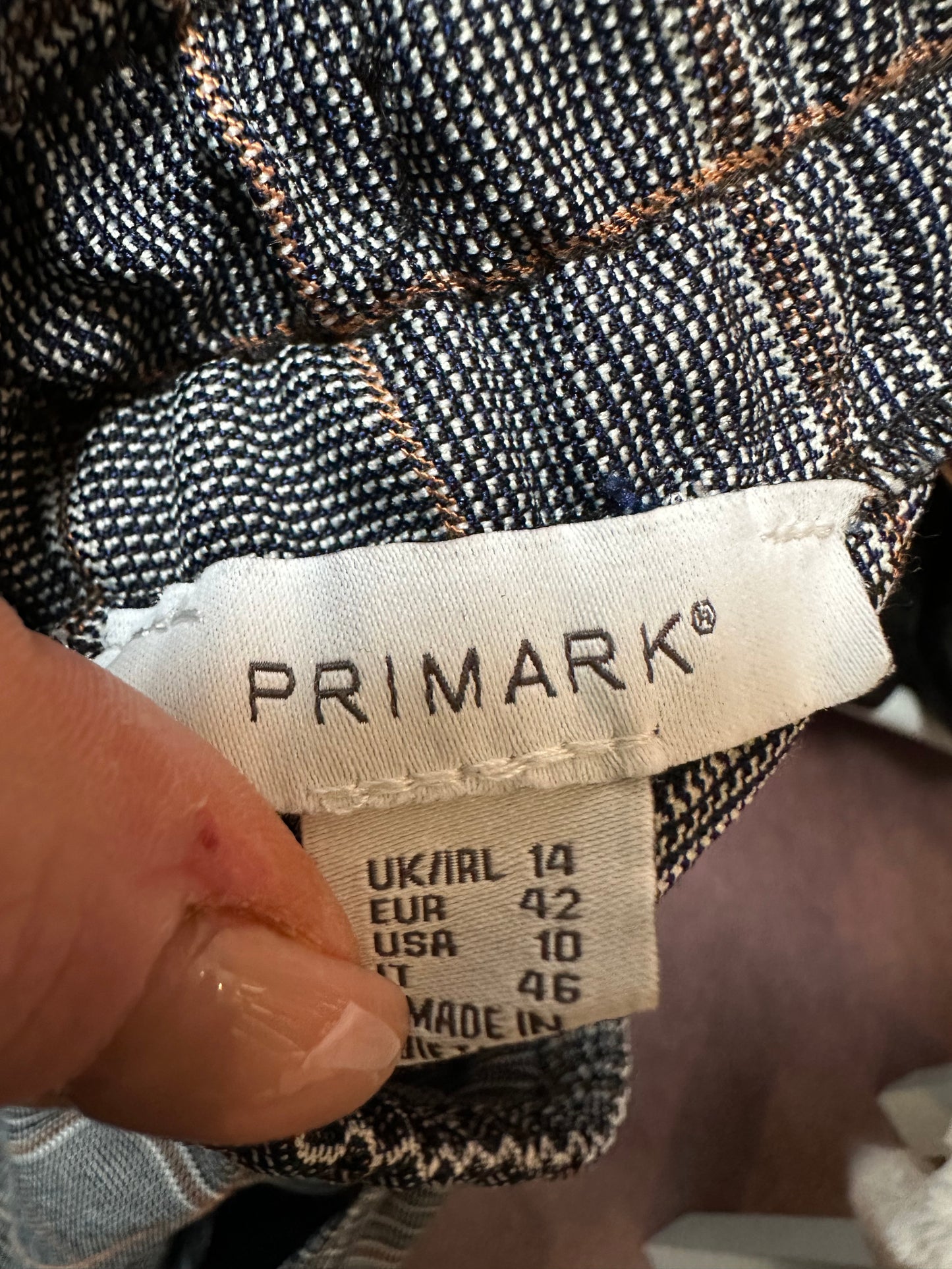 Primark Houndstooth Drawstring Trousers Size 14