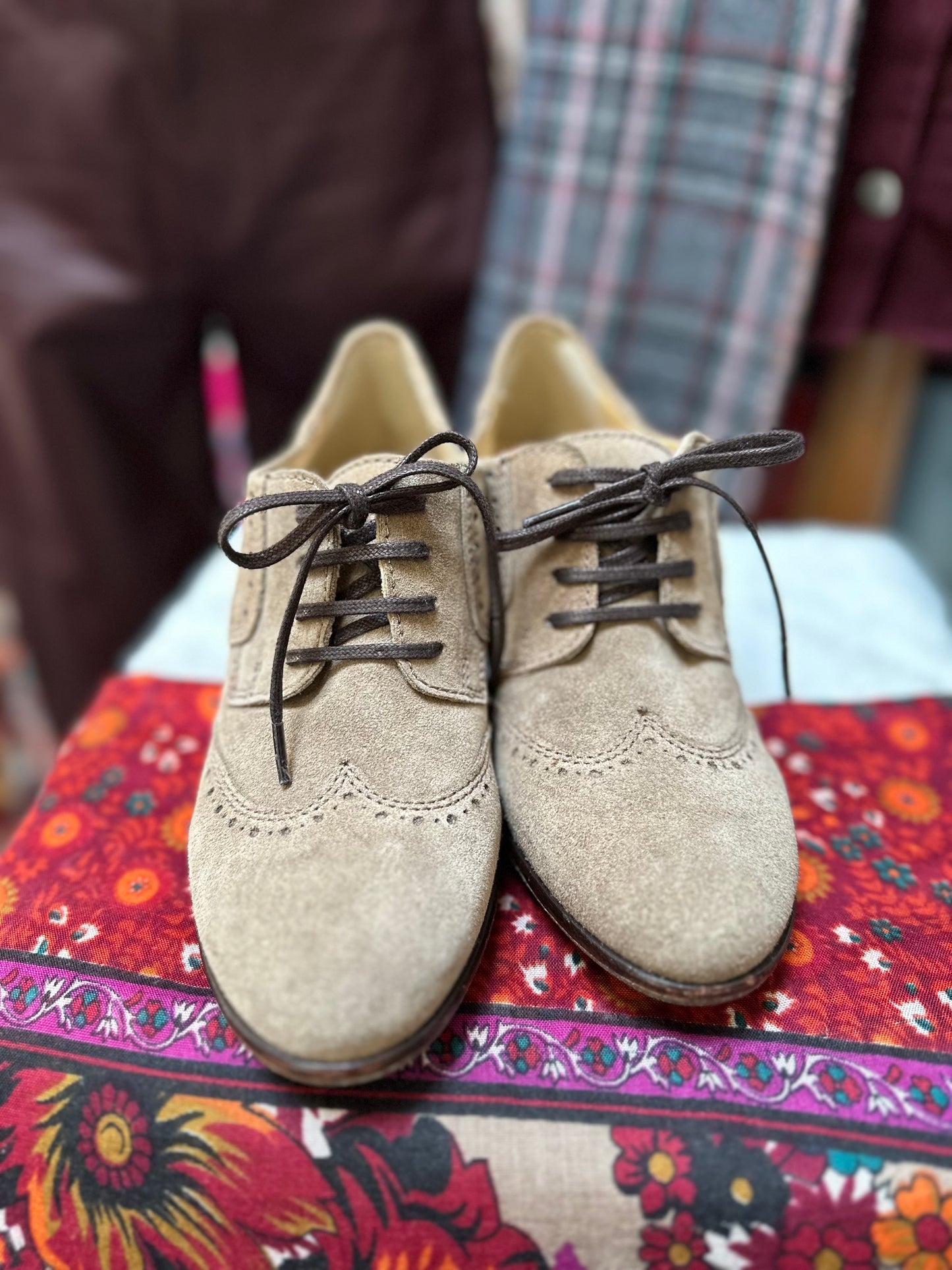 Made in Portugal Suede Heeled Brogues Size 4