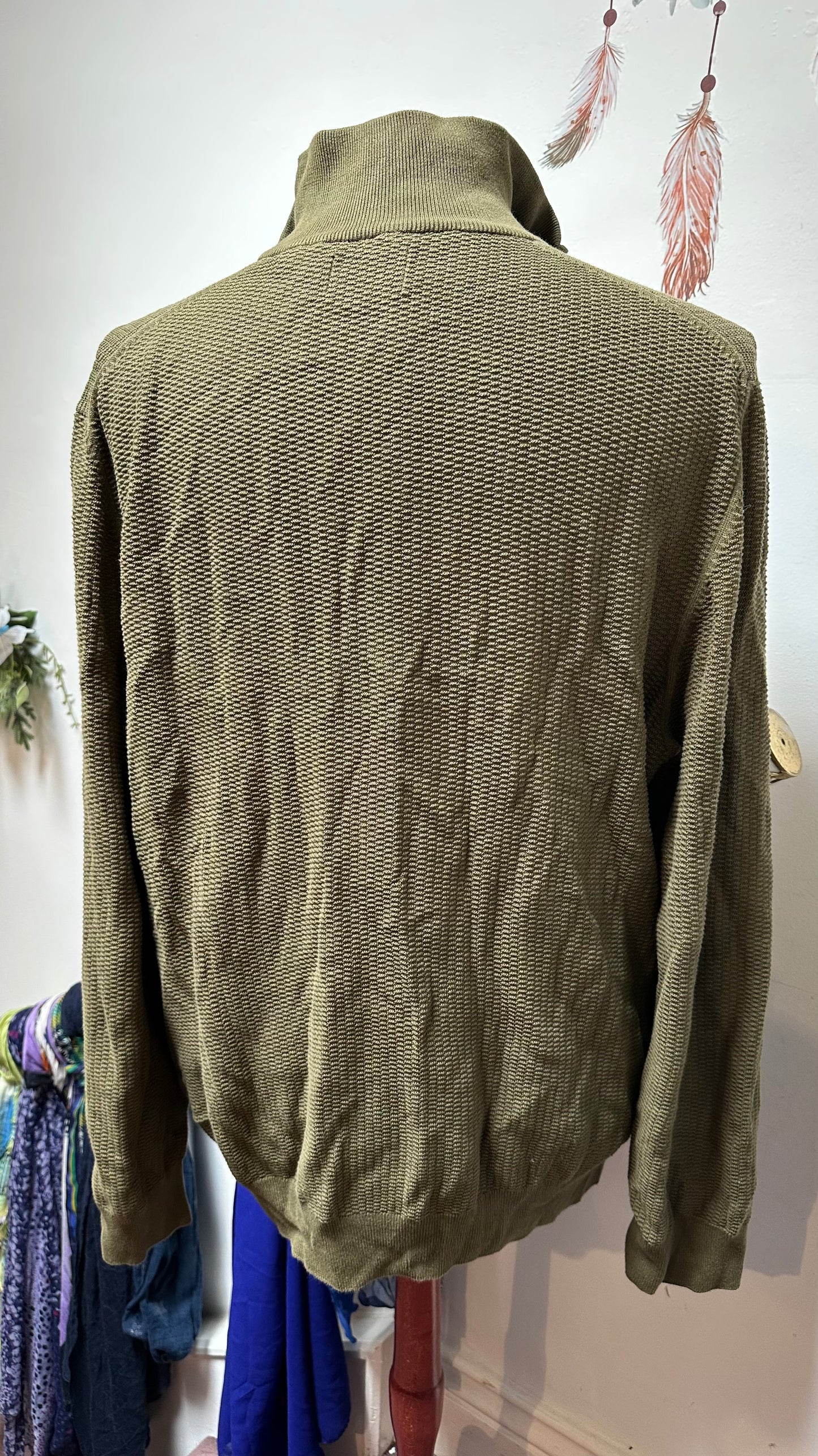 Gant Olive Green Quarter Zip Size 2XL