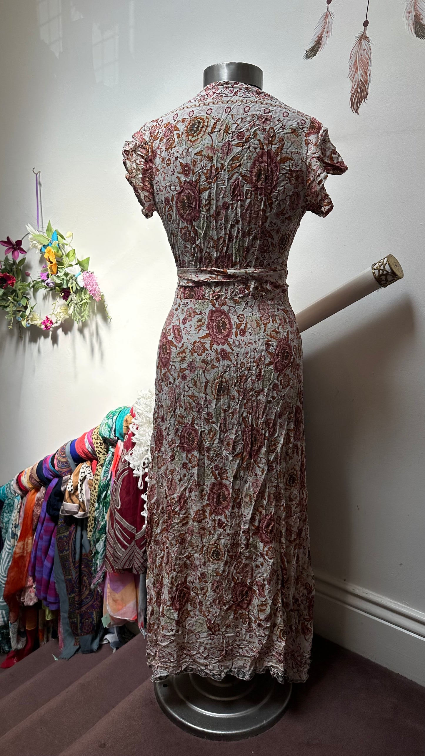 Boho Style Wrap Dress with frontal Slit Size S