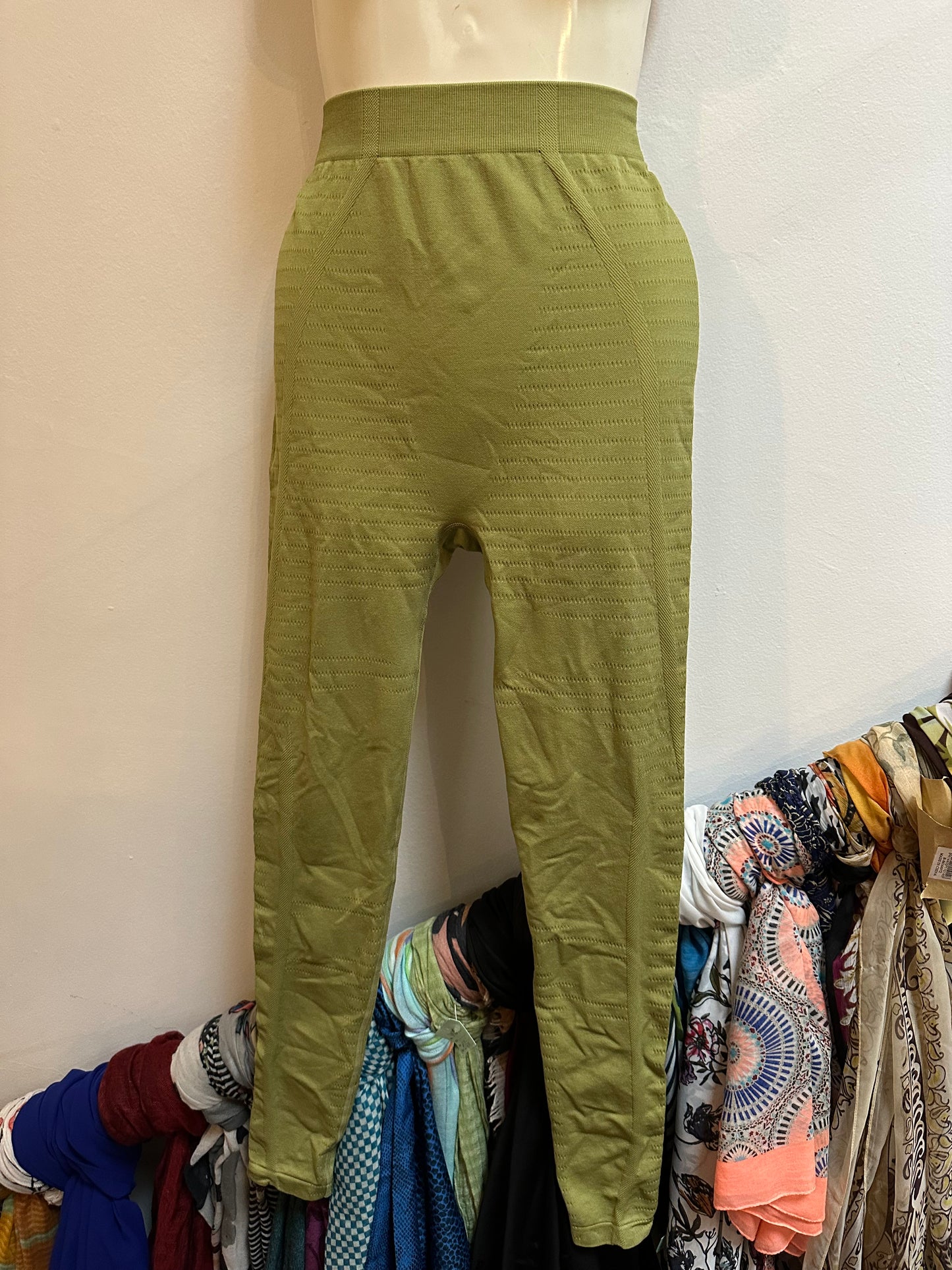 Pretty Little Thing Olive Green Leggings Size S