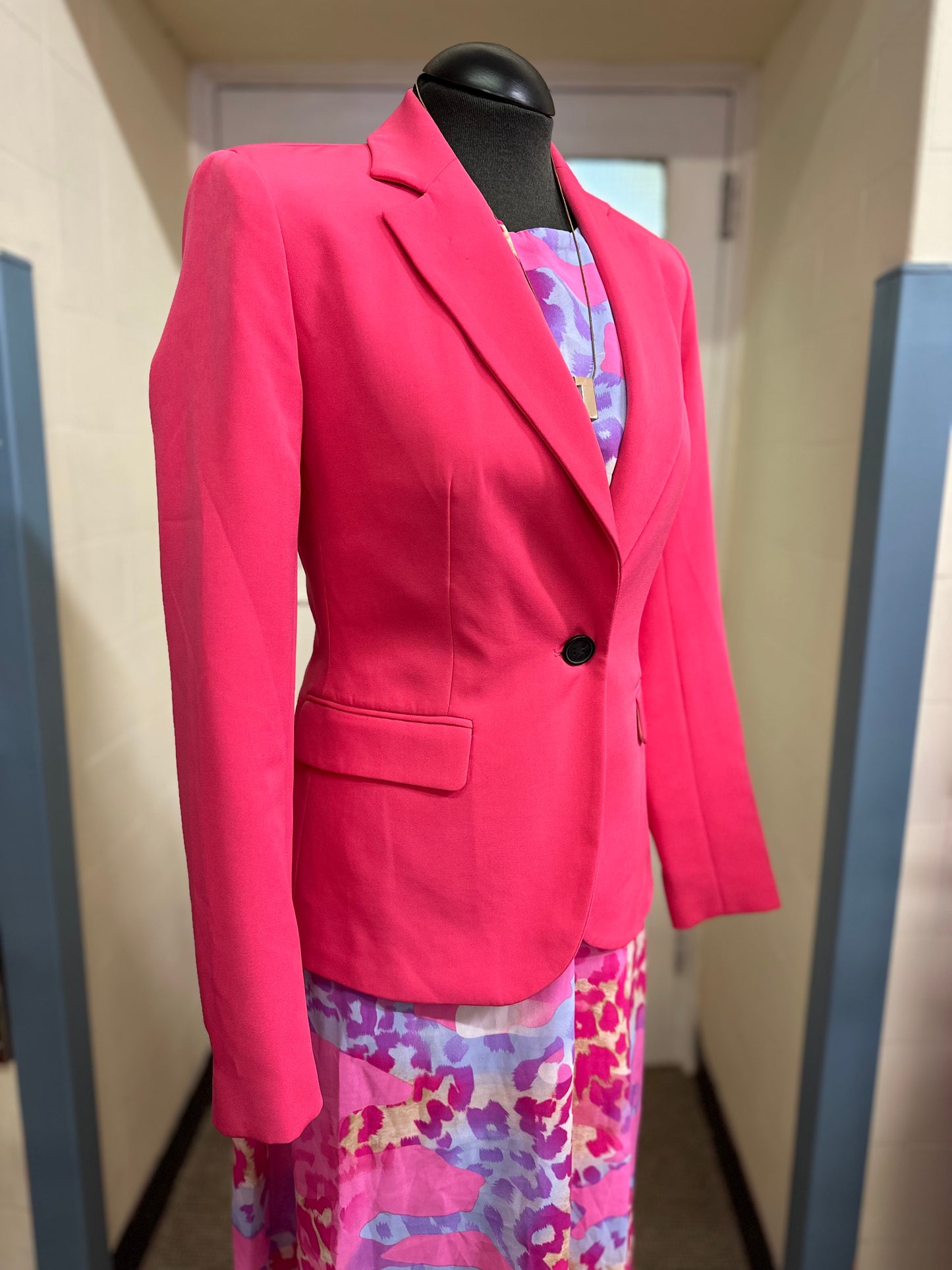 Zara Hot Pink Blazer, Size 6, Small mark from brooch