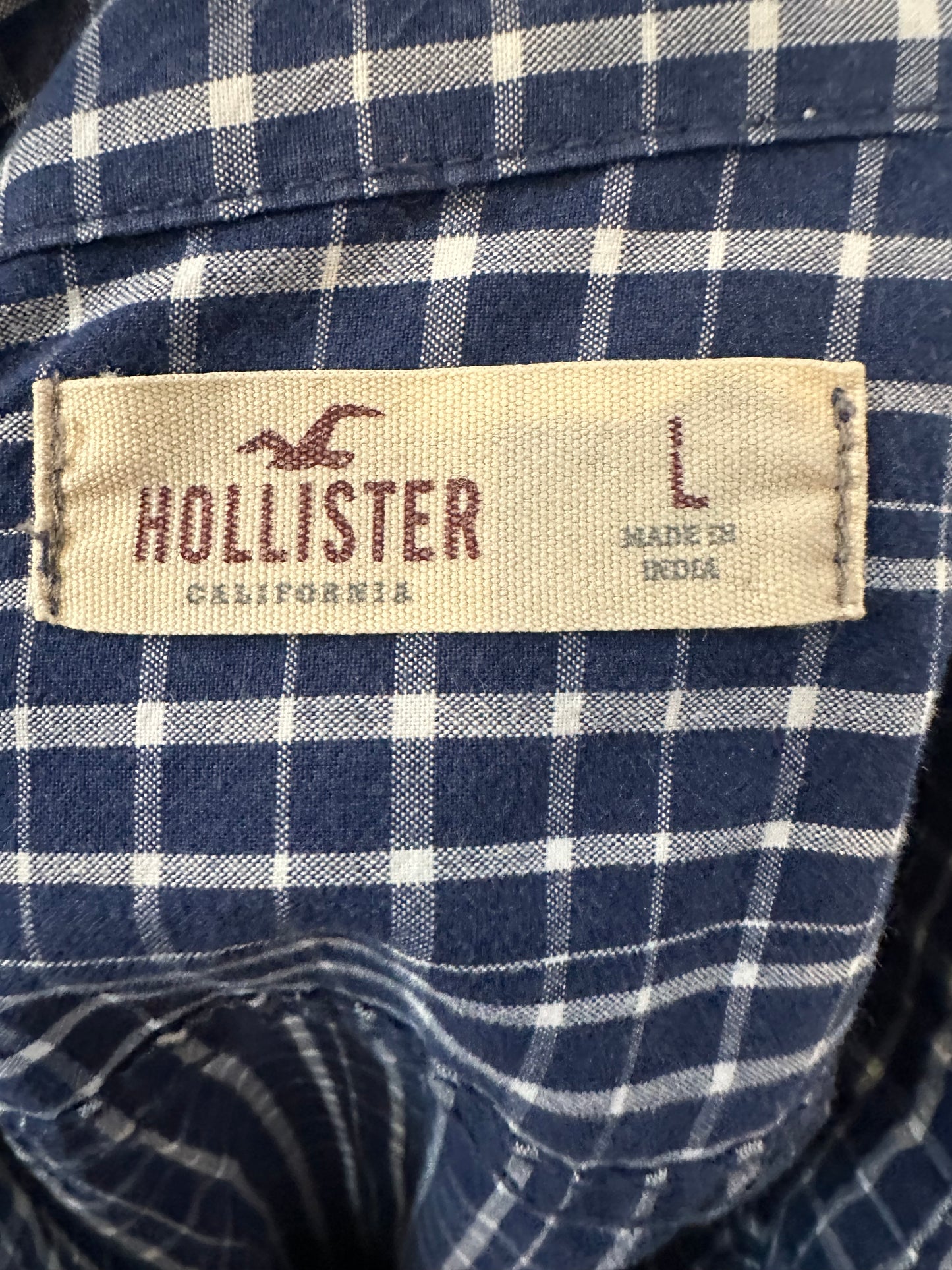 Hollister Blue Plaid Shirt Size L 100% Cotton