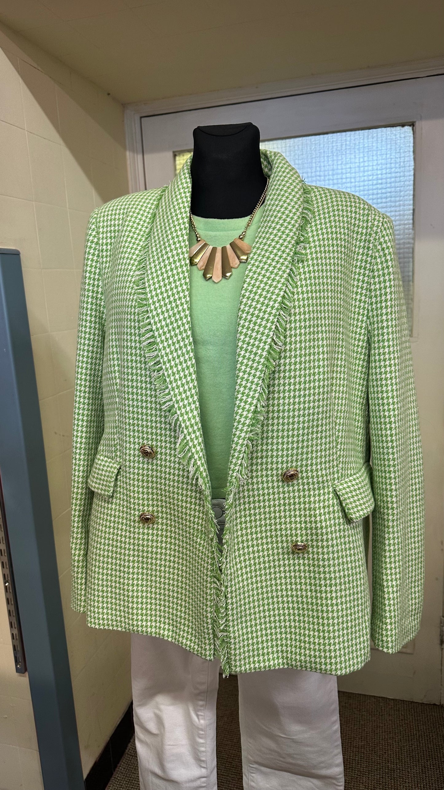 Carraig Donn Rowan Avenue Green Houndstooth Blazer Size XXL