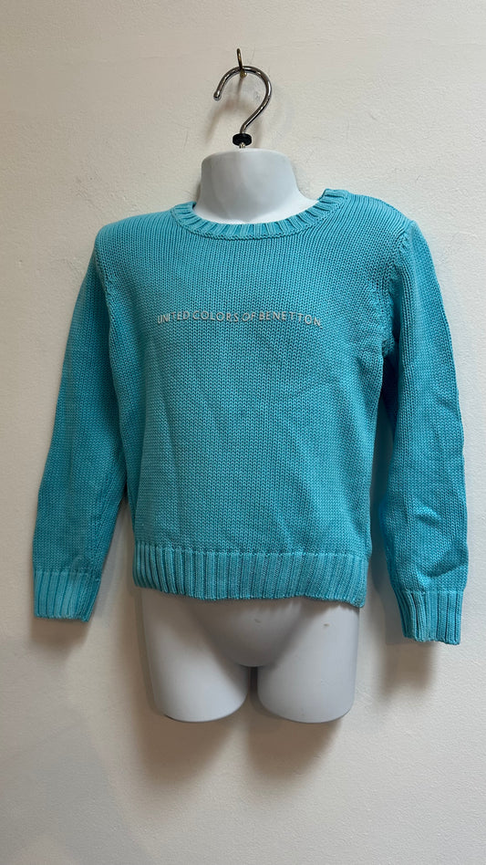 United Colors of Benetton Turquoise Knitted Sweater 100% Cotton Age 4