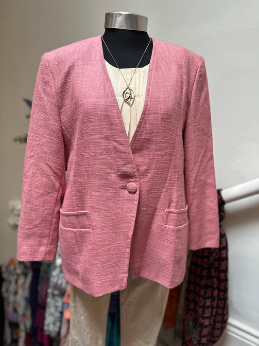 Libra Pink Blazer Linen/Cotton Blend Size 14