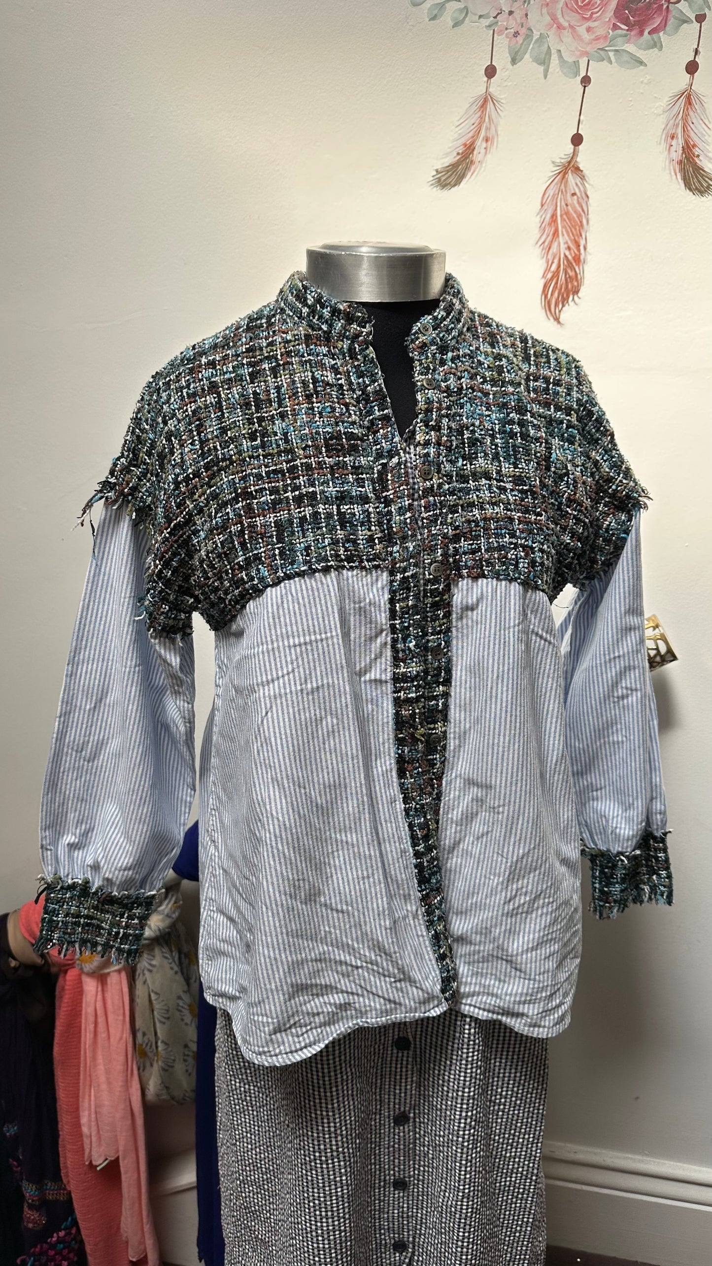 Zara blouse with Fringed Woven Detail Size M