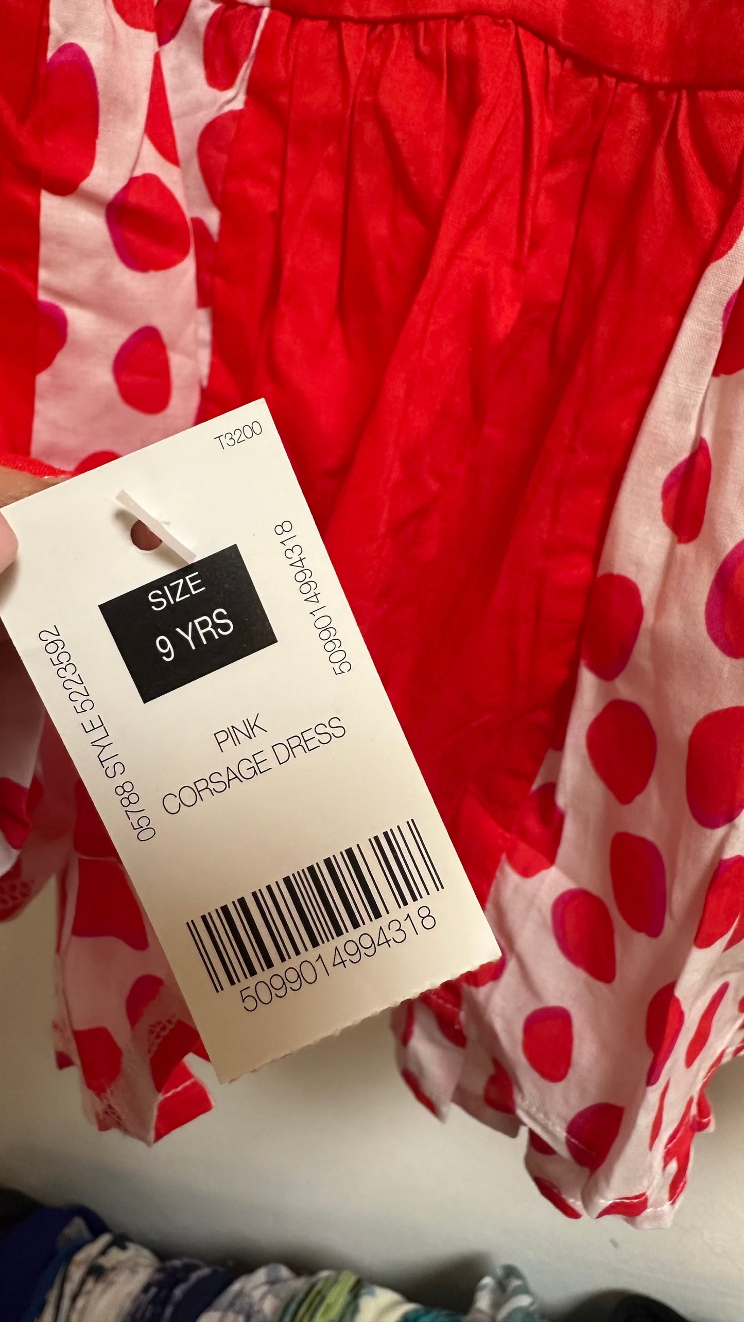 Dunnes 100% Cotton Red Dress New with Tags Age 9