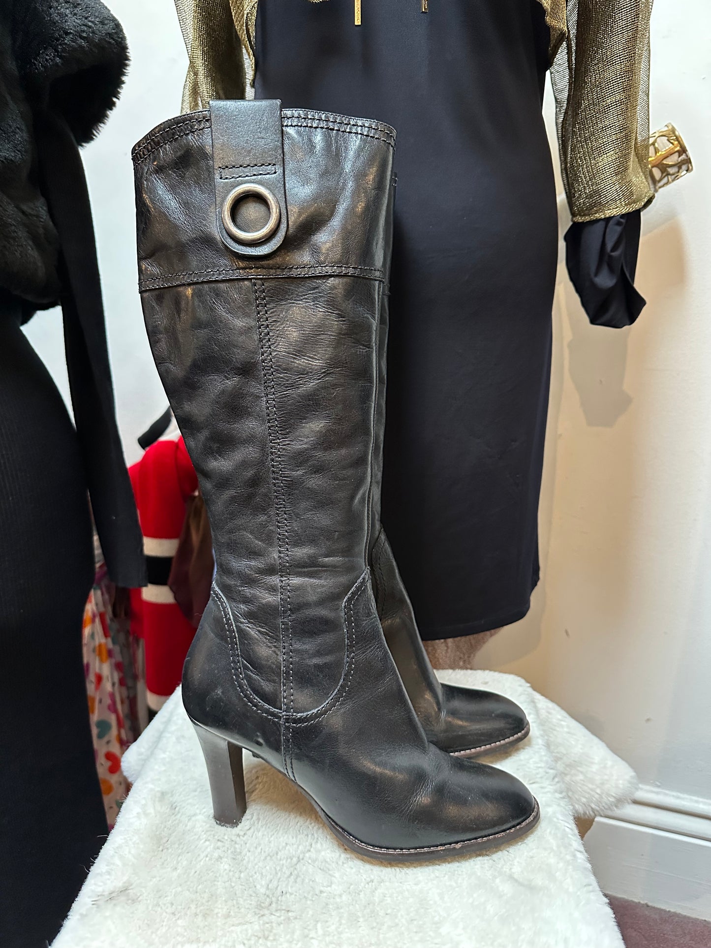 River Island Long Leather Boots Size 6.5