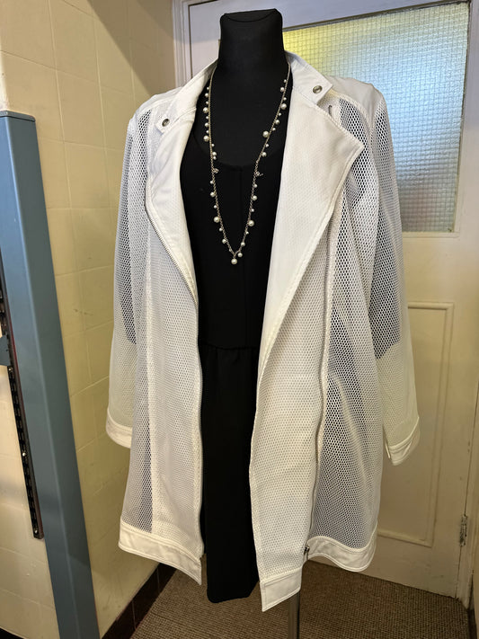 White Semi Sheer Jacket Best Fit Size M, no belt