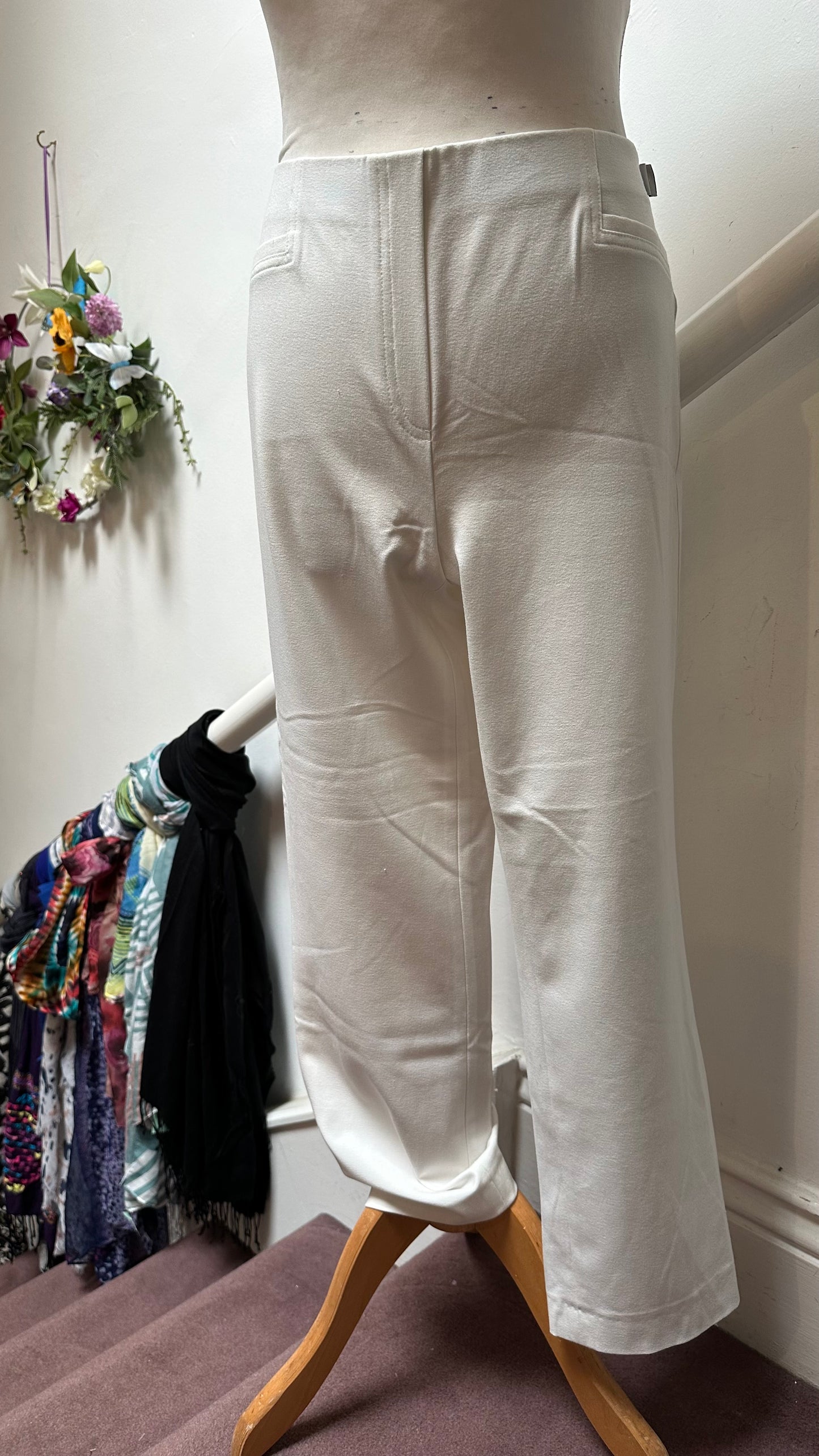 Robell White Stretchy Trousers Size 14