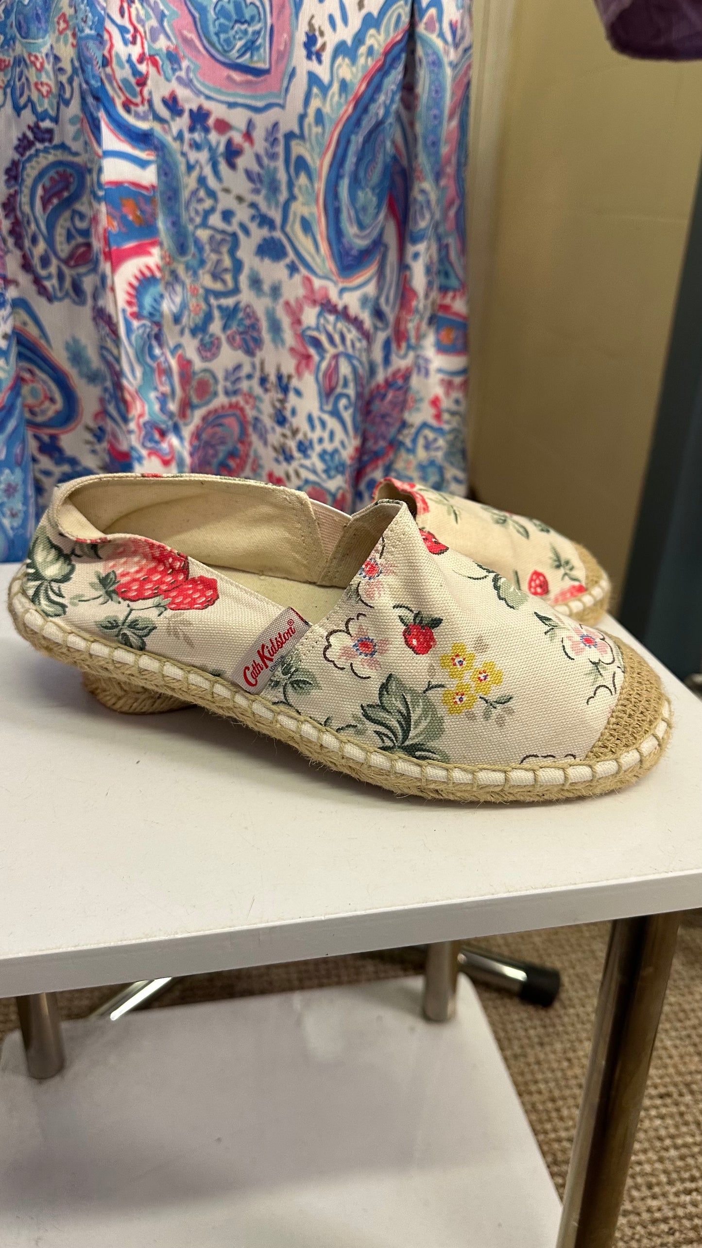 Cath Kidston Canvas Strawberry Print Espadrilles Size 4