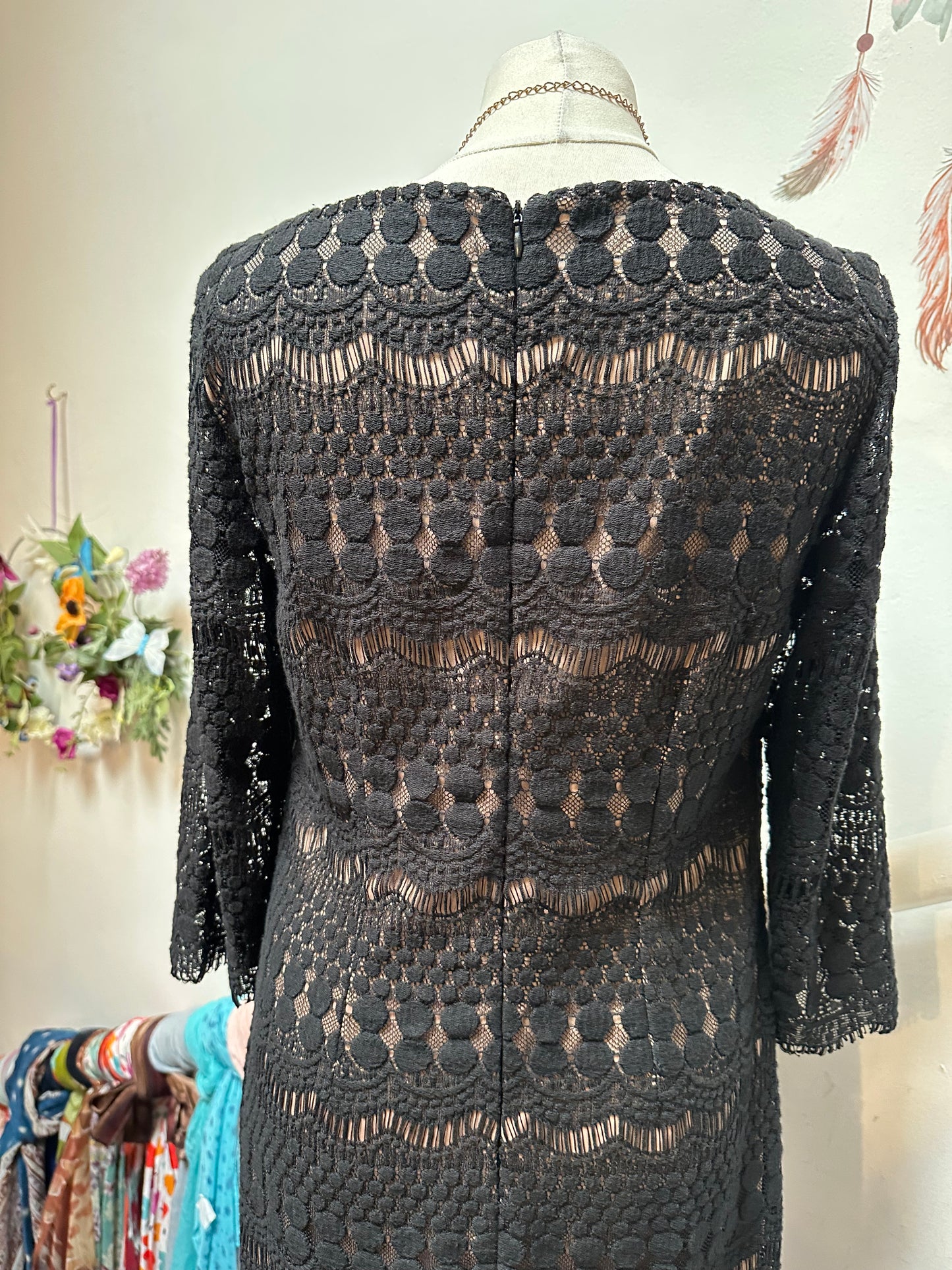 Designer Jessica Howard Lace Overlay Shift Dress Size 12