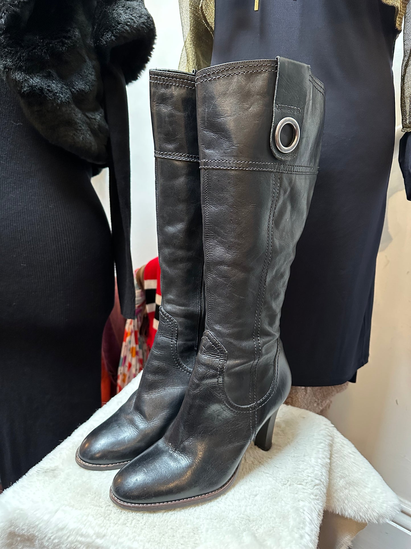 River Island Long Leather Boots Size 6.5