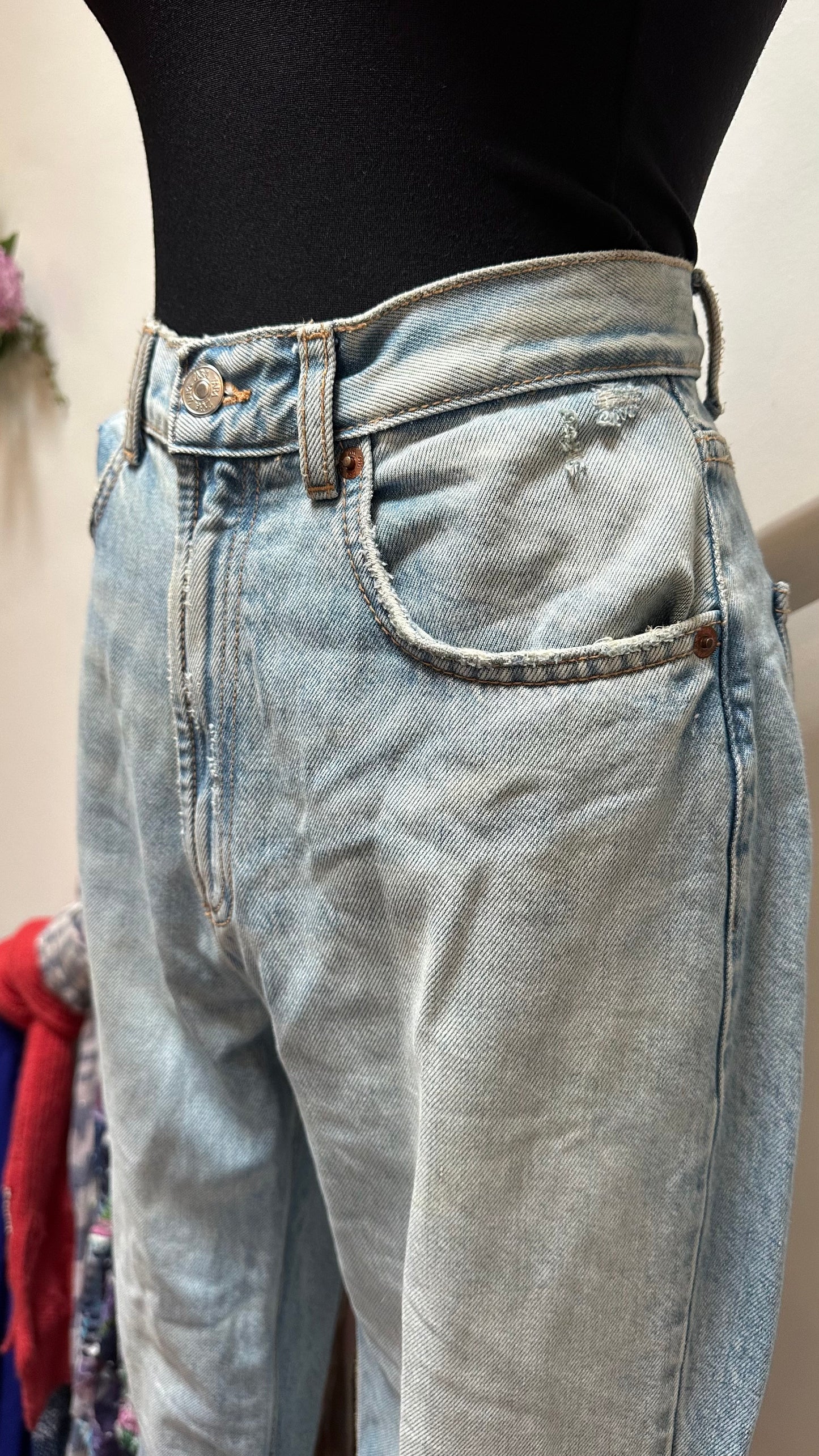 Zara Wide Leg High Waist Faded Jeans Size 12