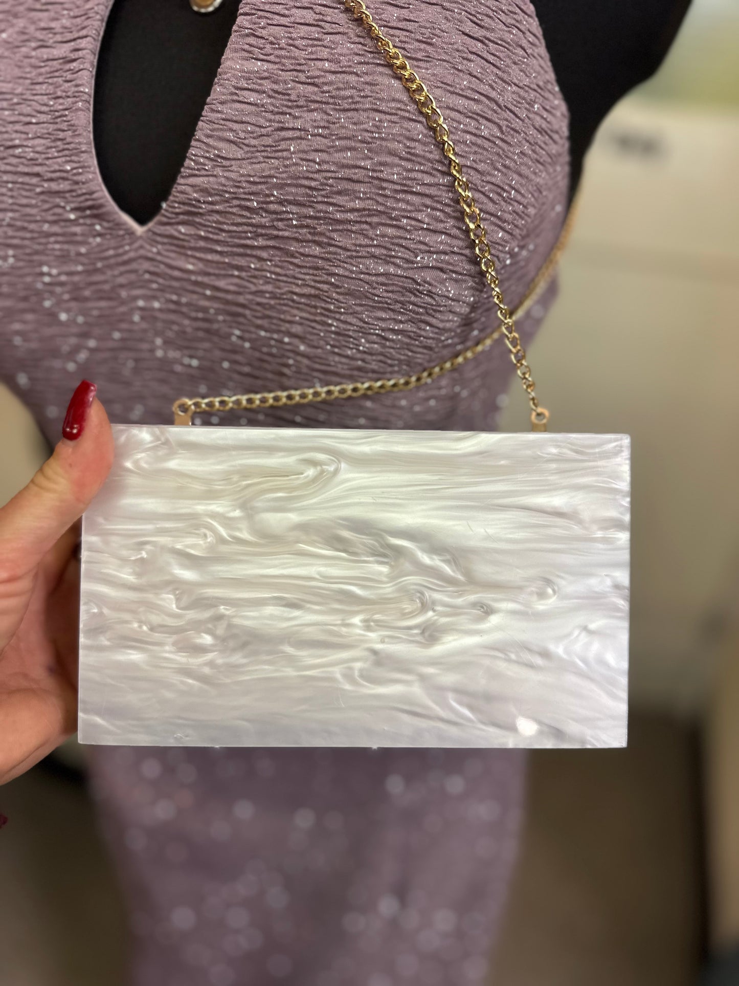 Sfera Pearlescent Acrylic Statement Clutch