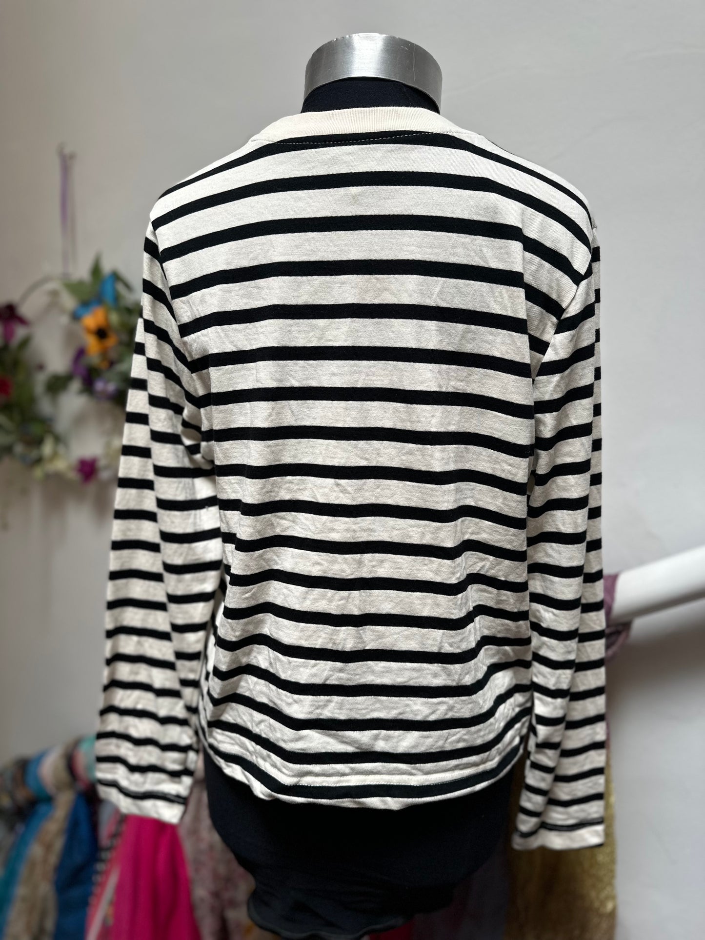 Dunnes Stripe Top Size M 100% Cotton