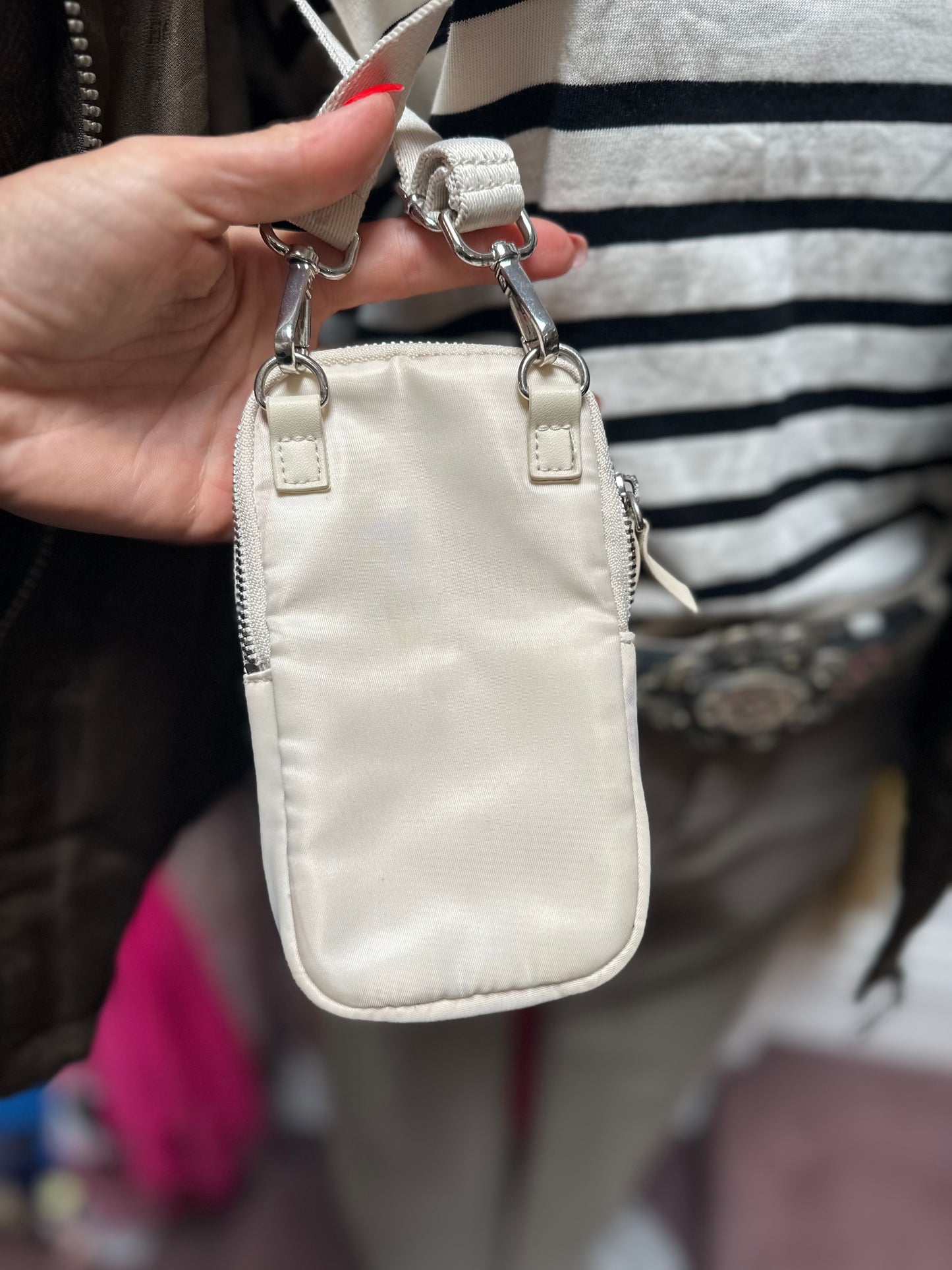 Off White Crossbody Phone Pouch