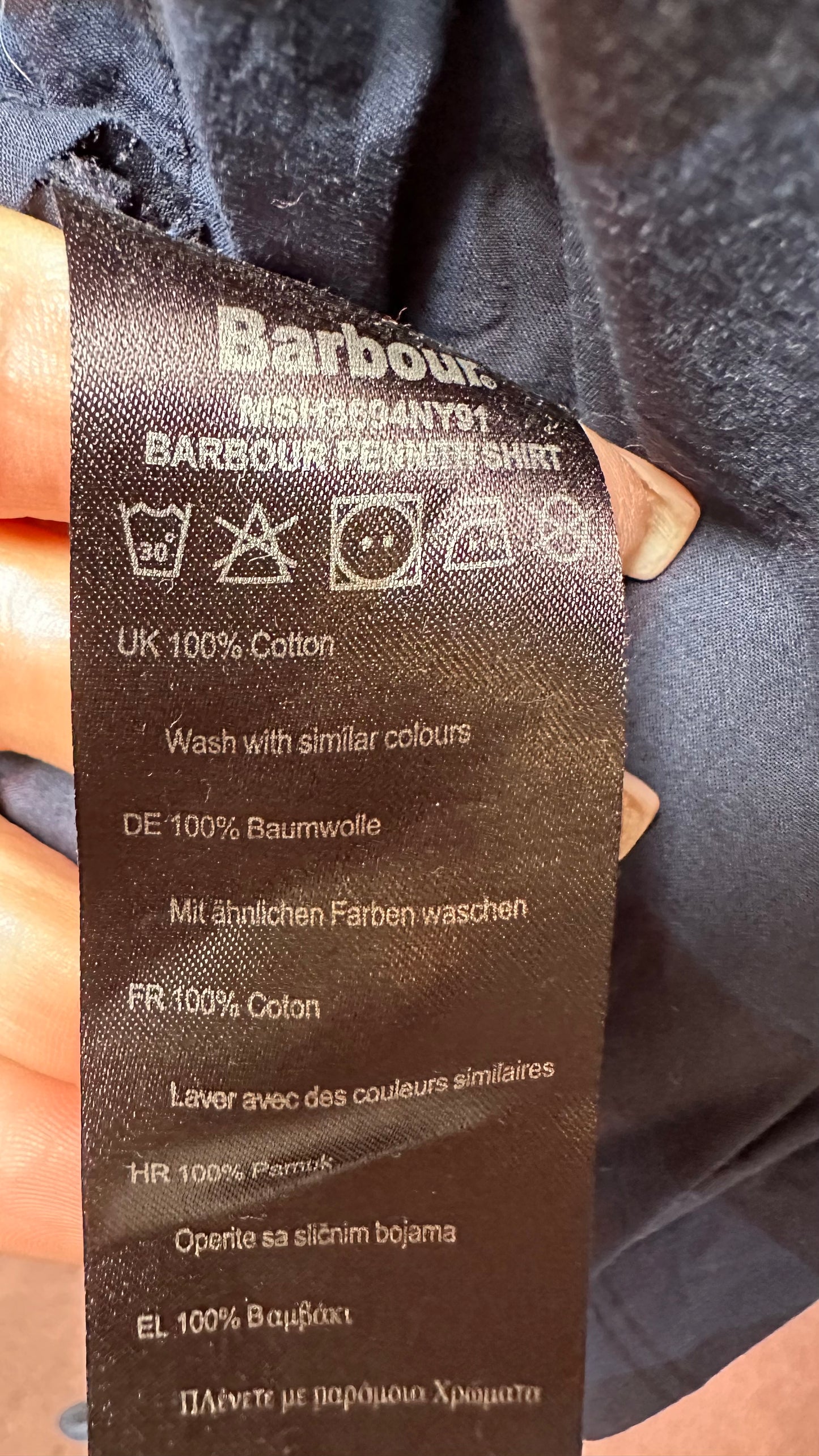 Barbour Blue Tartan Shirt 100% Cotton Size XL but more like L/XL