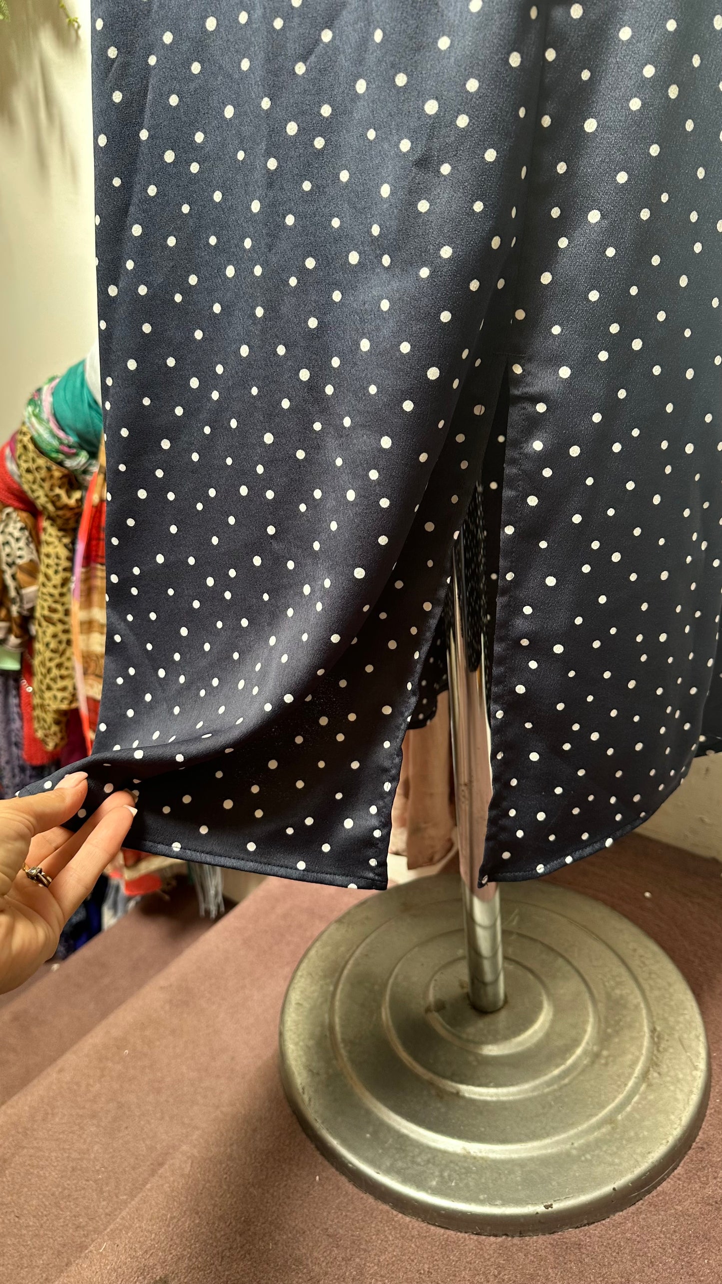 Dunnes Navy Polkadot Skirt Size 12
