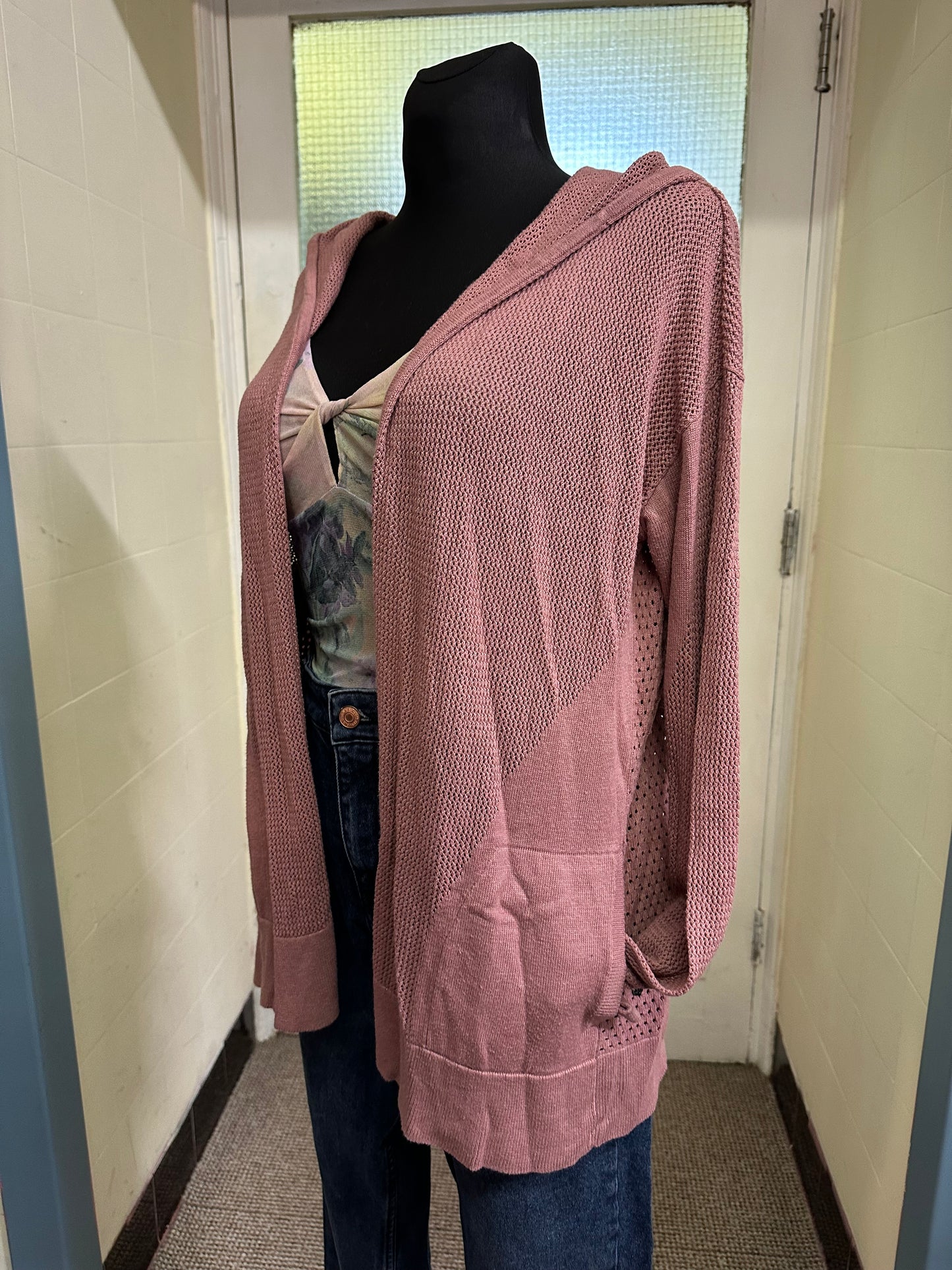 Lululemon Blush Pink Open Back Hooded Cardigan Size S