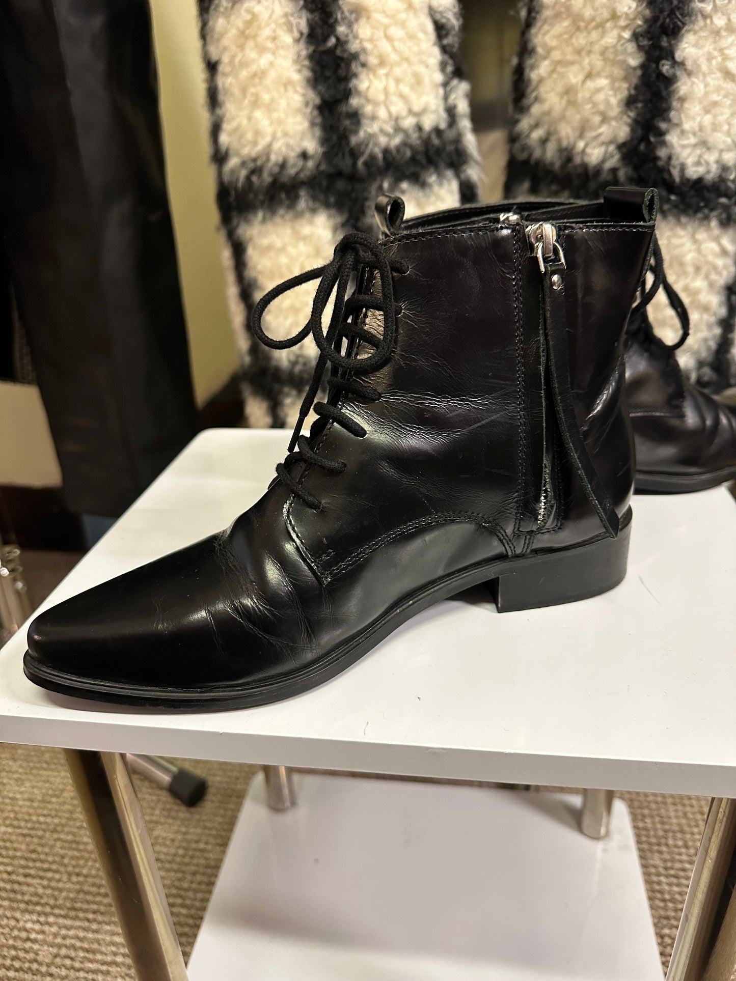 Mango Leather Boots Size 4
