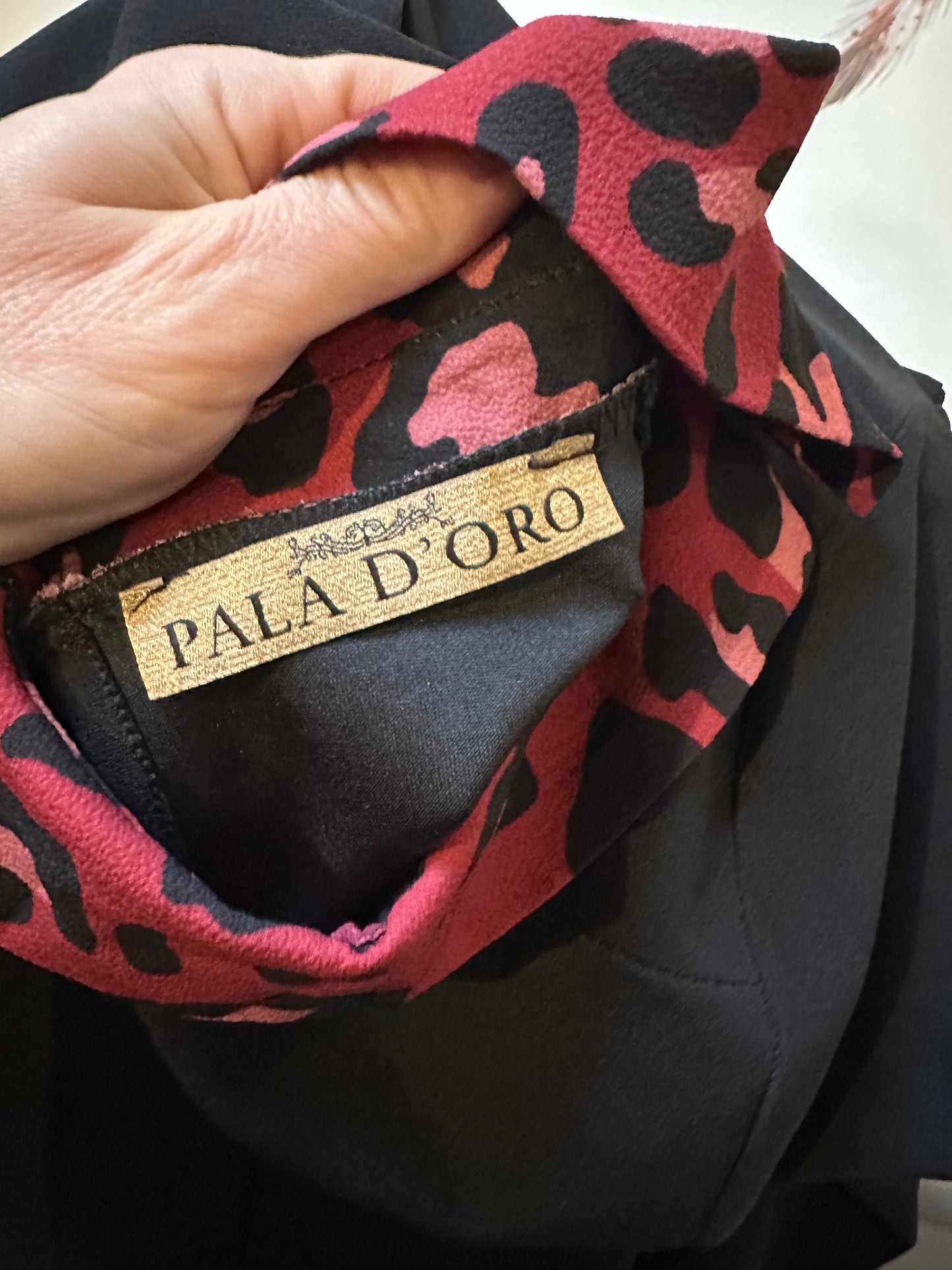 Pala D’oro Black Dress with Burgundy Leopard Print Size S/M