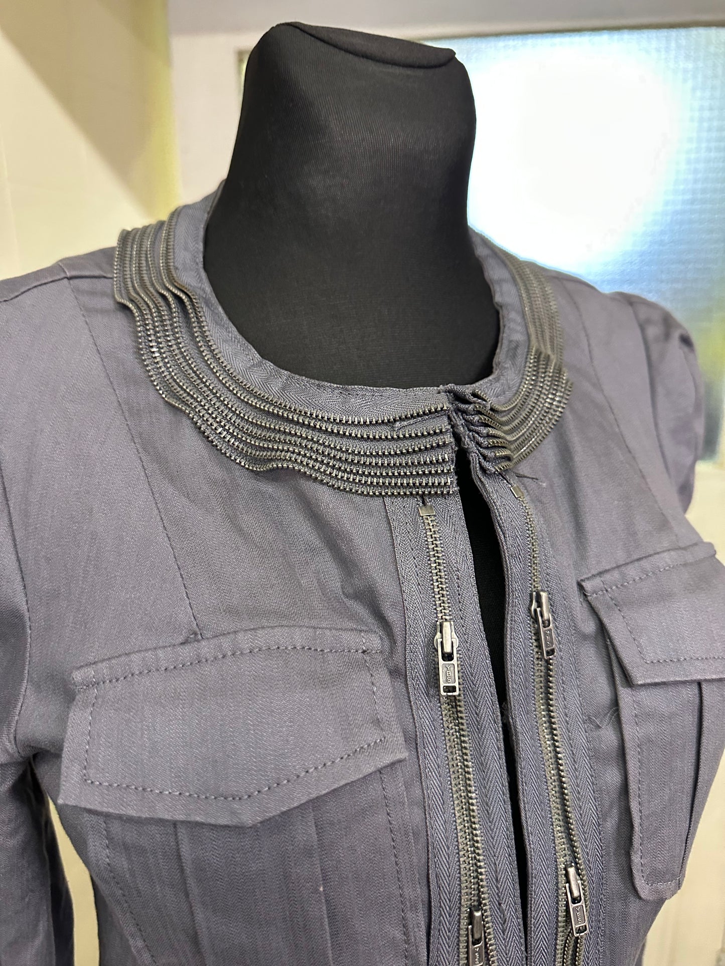 Designer Mint Velvet Jacket with Zips Size 10
