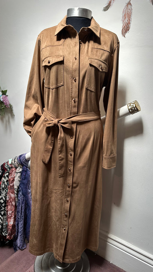 Next Suedette Shirt Dress Size 14