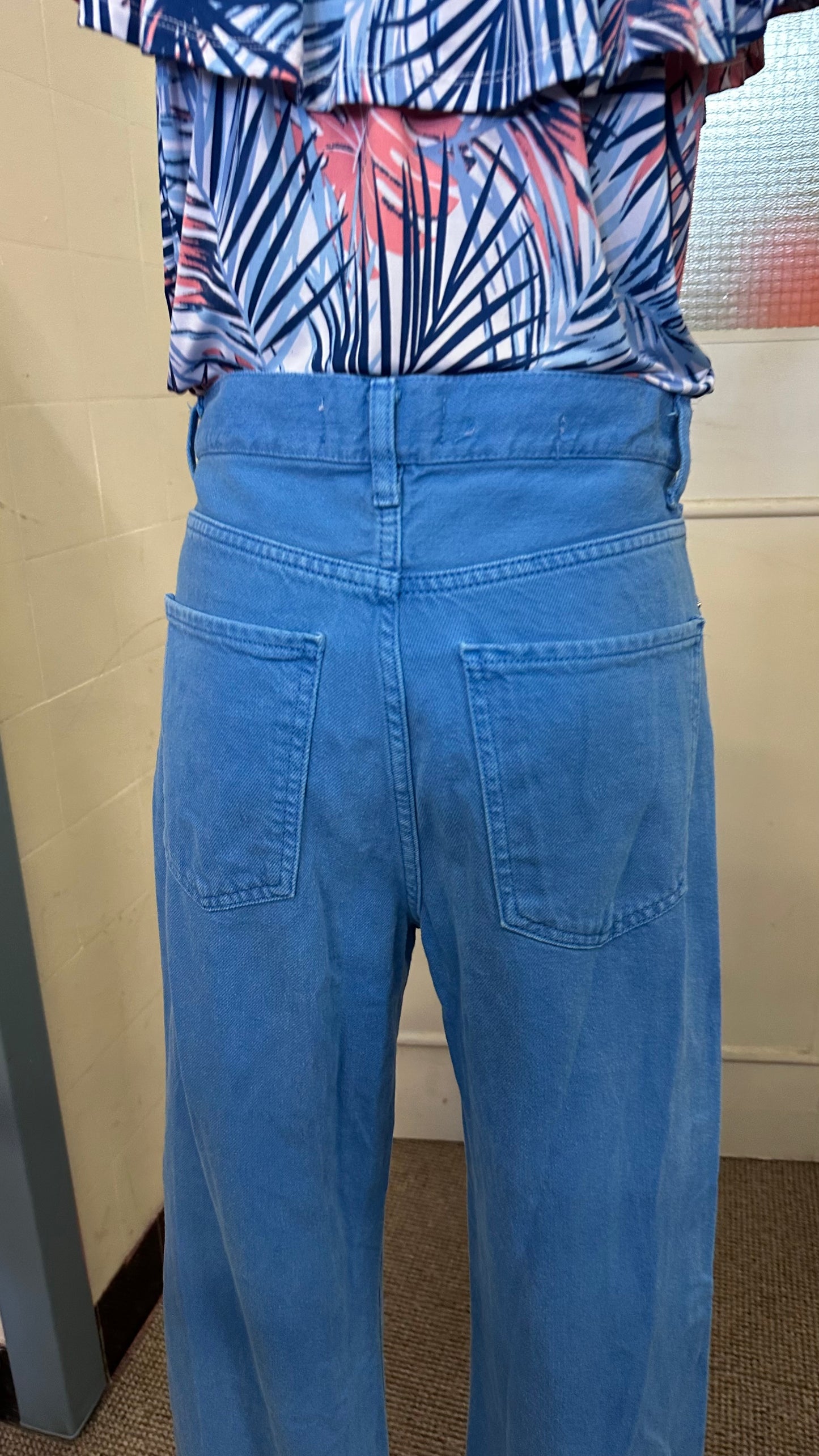 Mango High Rise Button Fly Flared 100% Cotton Jeans Size XS