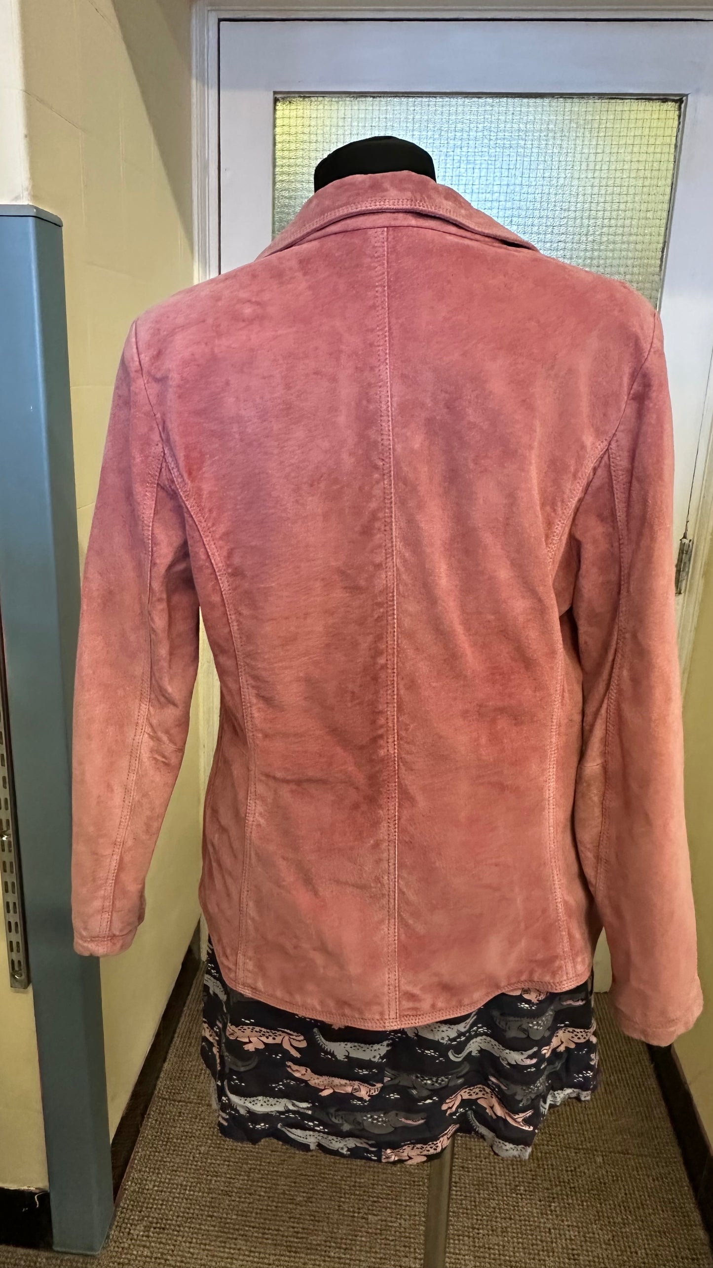 Pink Real Suede Jacket Best Fit Size M (Slightly stained under right arm)