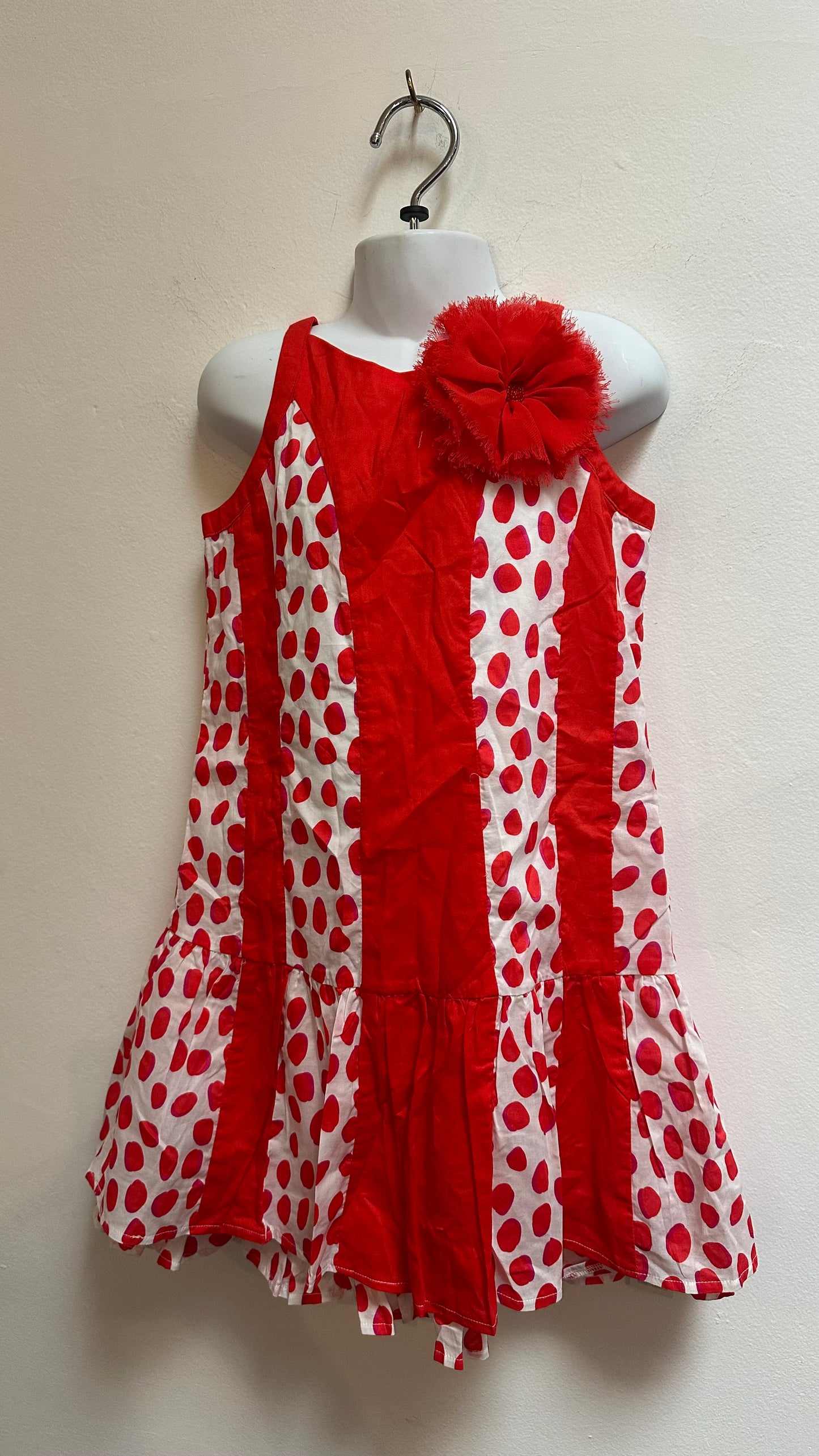 Dunnes 100% Cotton Red Dress New with Tags Age 9
