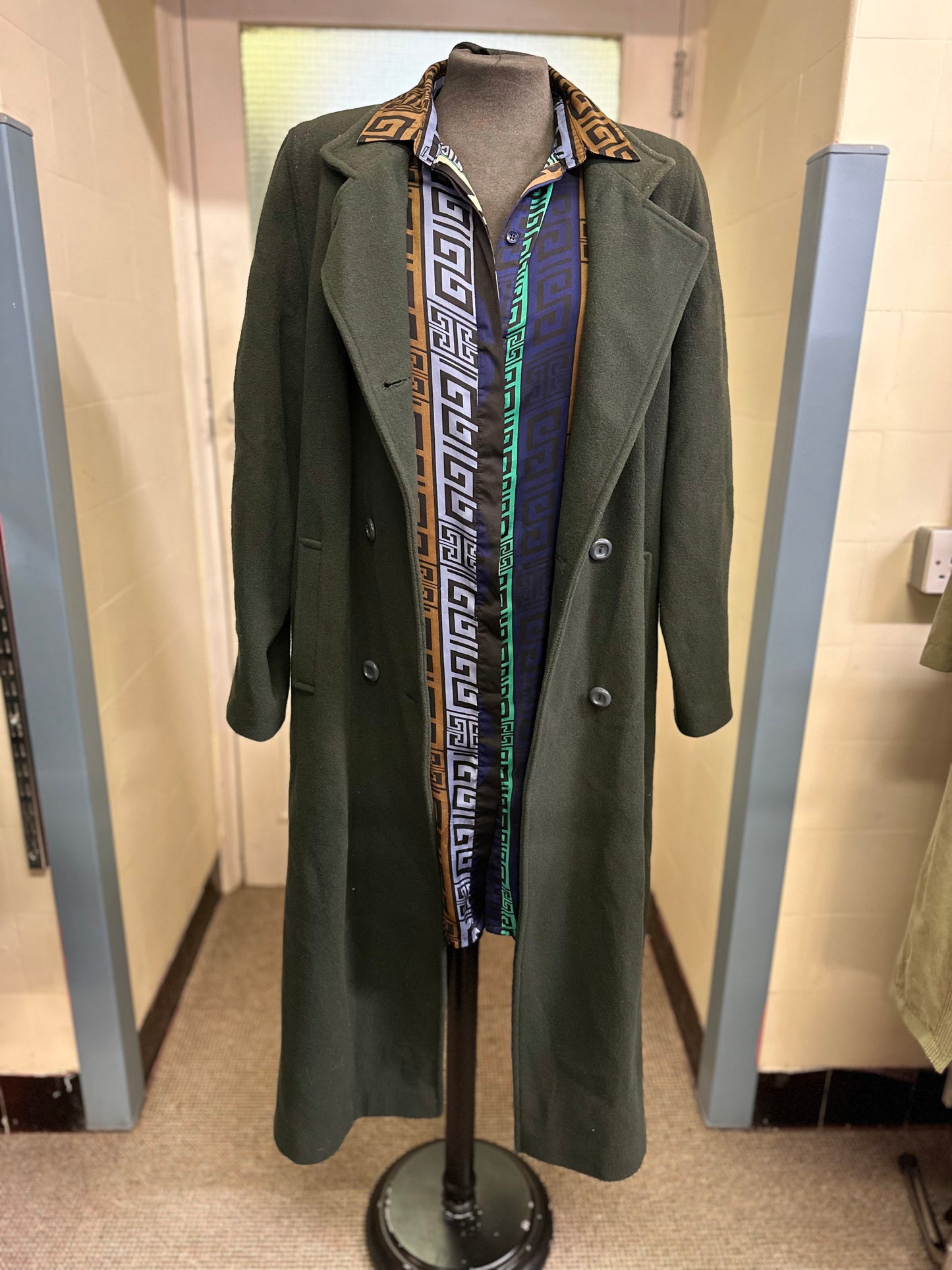 Pure Wool Forest Green Full Length Coat Size 16/18