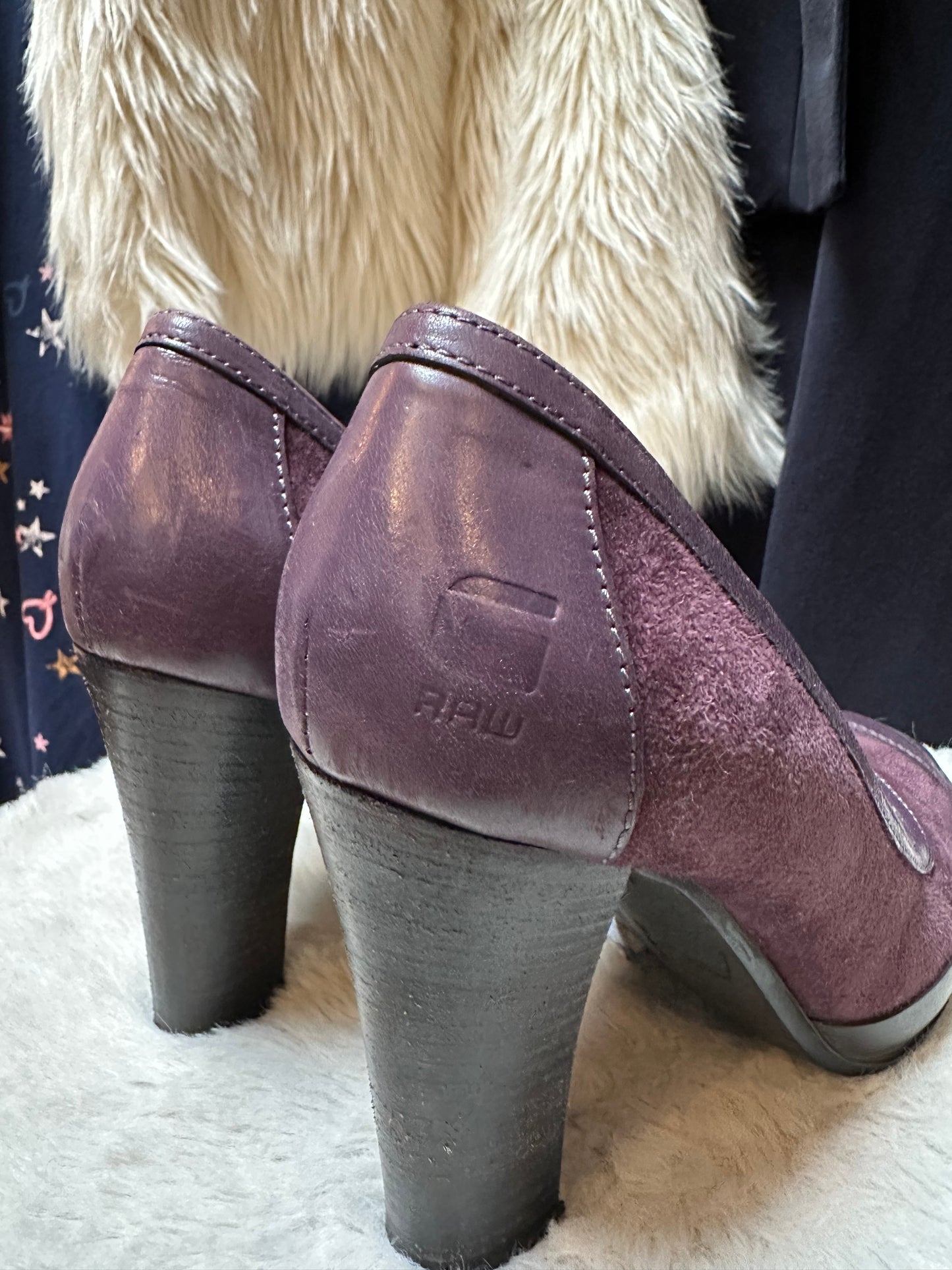 Designer GStar Suede Purple Heels Size 4