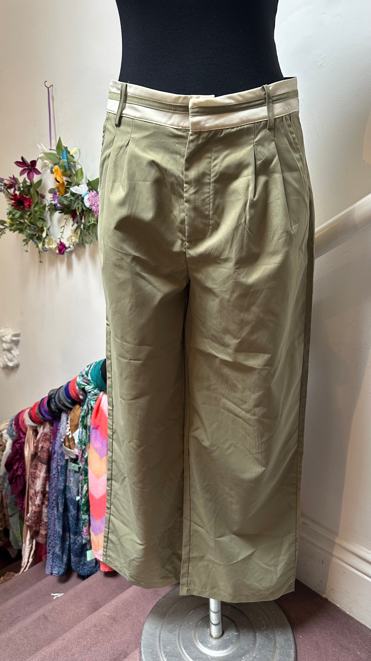 Green Wide Leg Trousers Best Fit Size 10